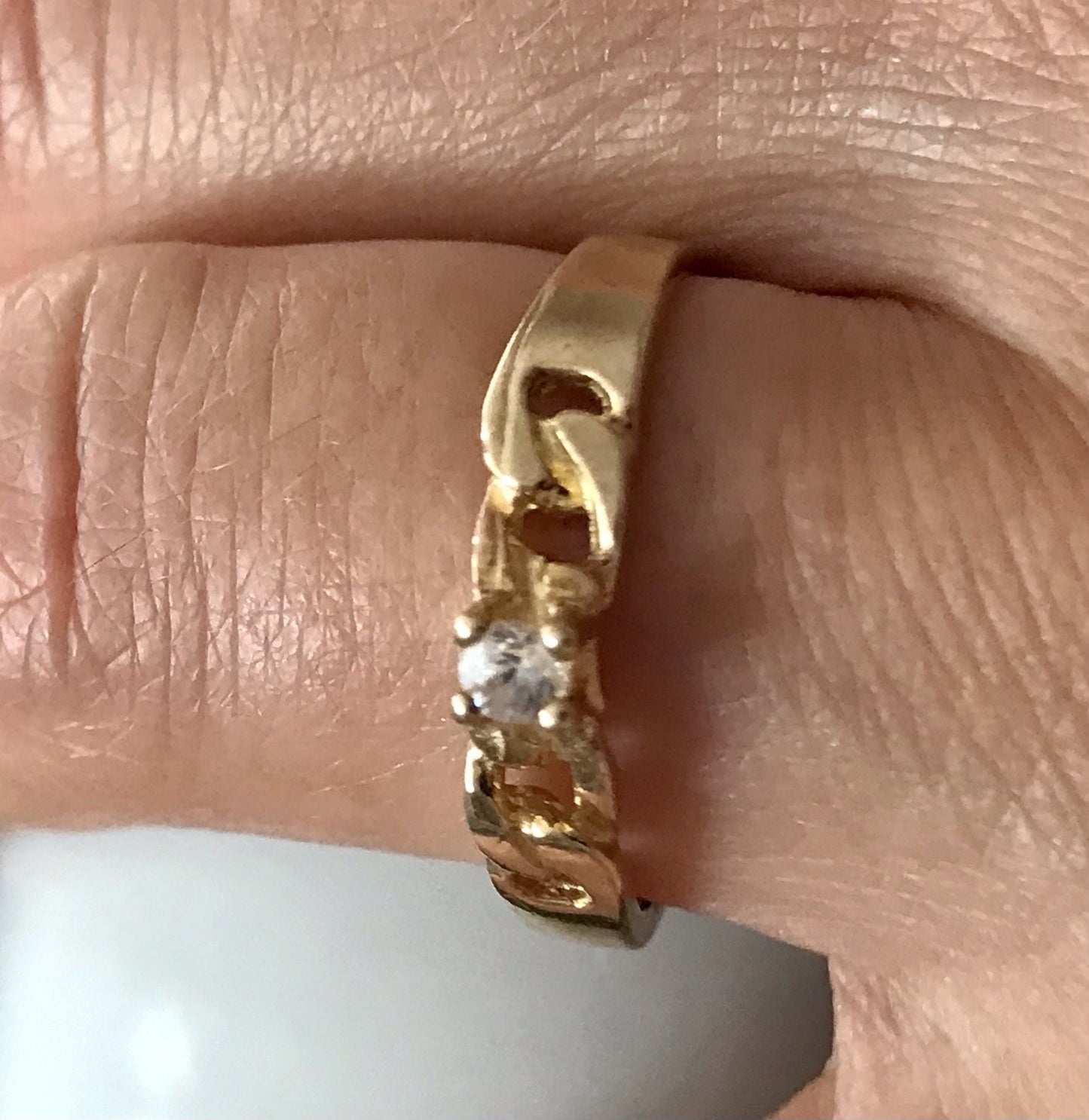 Vintage Damen Ring Silber 925 Gr.59 farbloser Stein Solitär 18,8 vergoldet