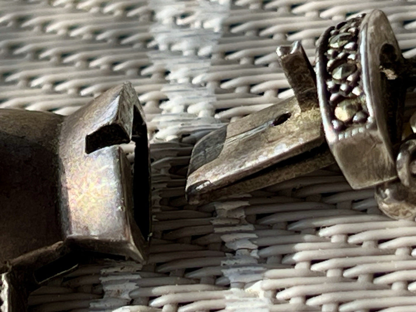 Antik  Jugendstil Silber Collier Perlen Halskette Herz Markasite blauer Stein