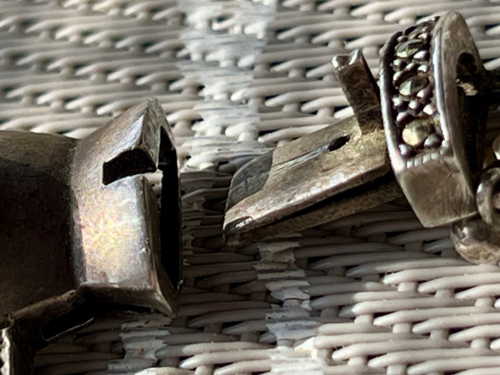 Antik  Jugendstil Silber Collier Perlen Halskette Herz Markasite blauer Stein