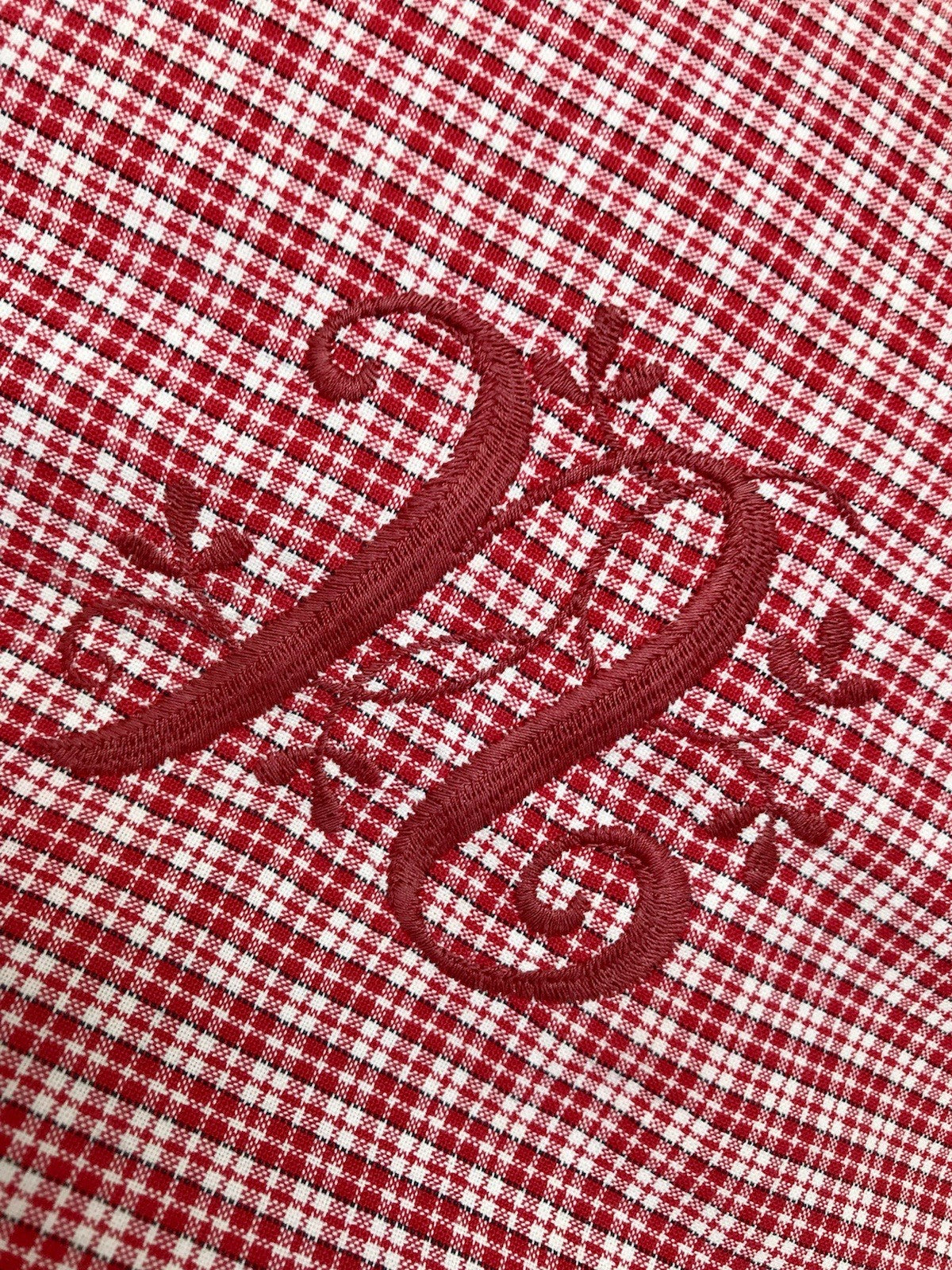 Antik? Vintage Alt Kopfkissen Bezug Baumwolle Monogramm N Stehsaum rot kariert