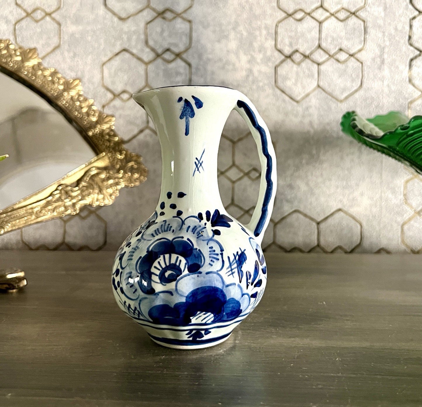 Vintage Fayence Keramik kleine Vase handbemalt Delfter Keramik Holland