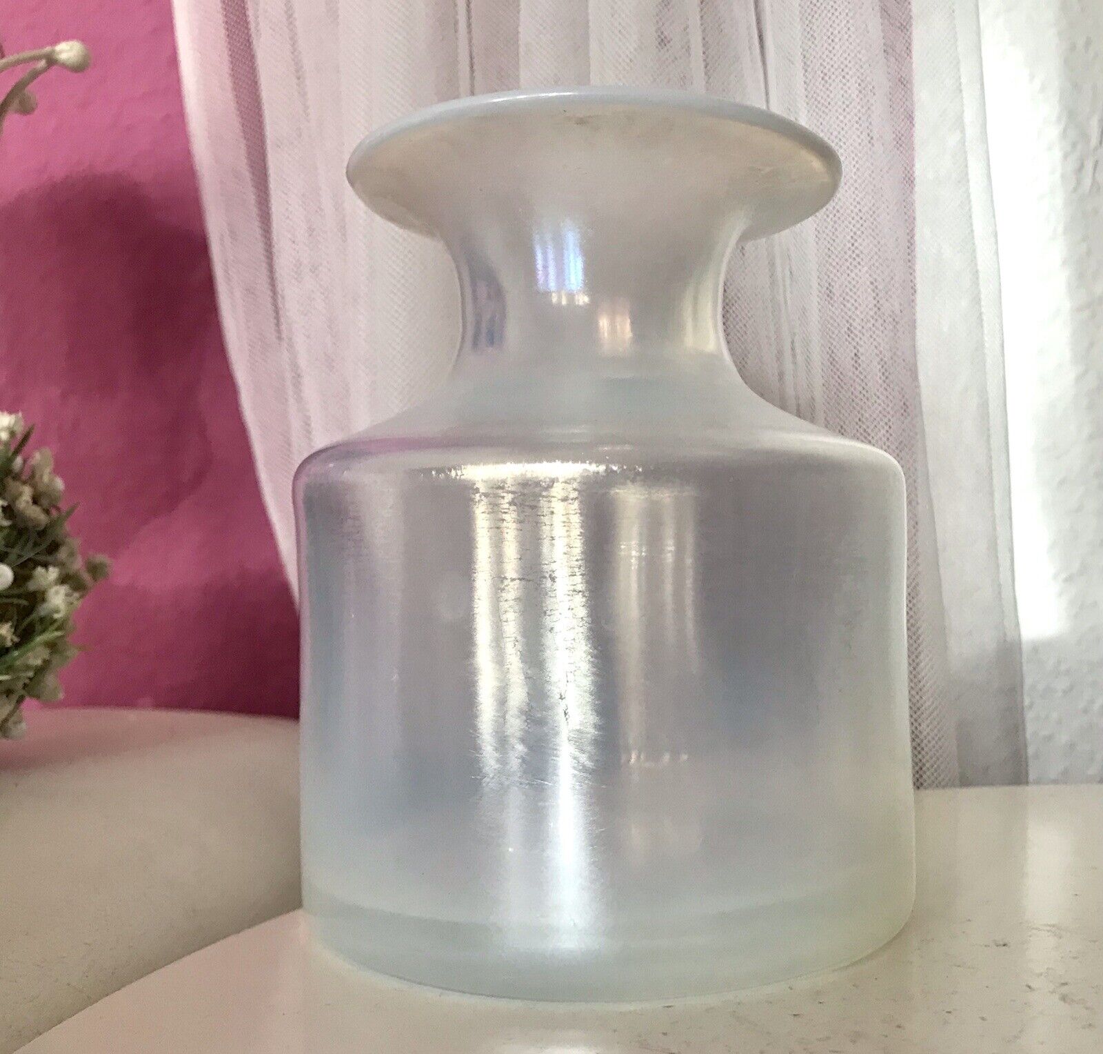 Vintage Glasvase Glaskunst Vase edel Glashütte Eisch irisierende „Eiskönigin“