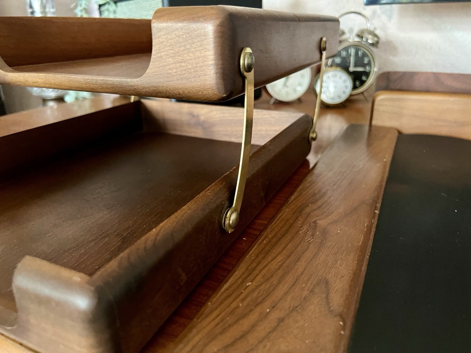 Vintage Schreibtisch Garnitur Organizer Holz Ablage Stifthalter Schreibauflage