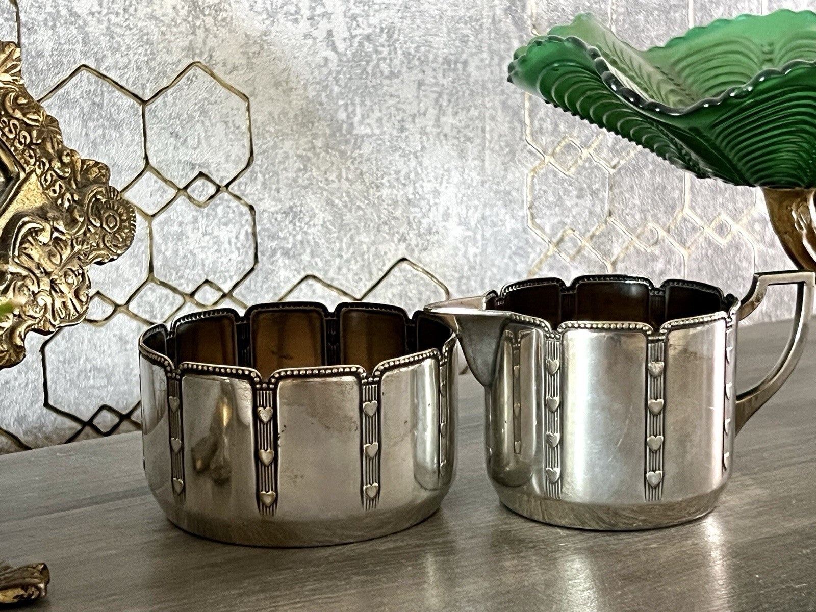 Antik WMF Jugendstil Kaffee Kernstück: Zuckerdose Rahmgießer