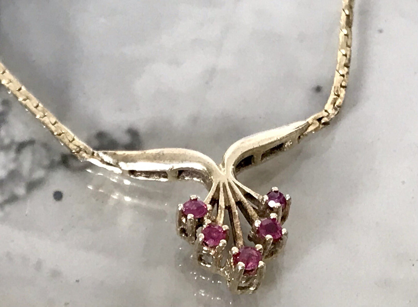 Antik Edel Jugendstil 925 Silber vergoldet Collier Halskette Rubine SCHÖN