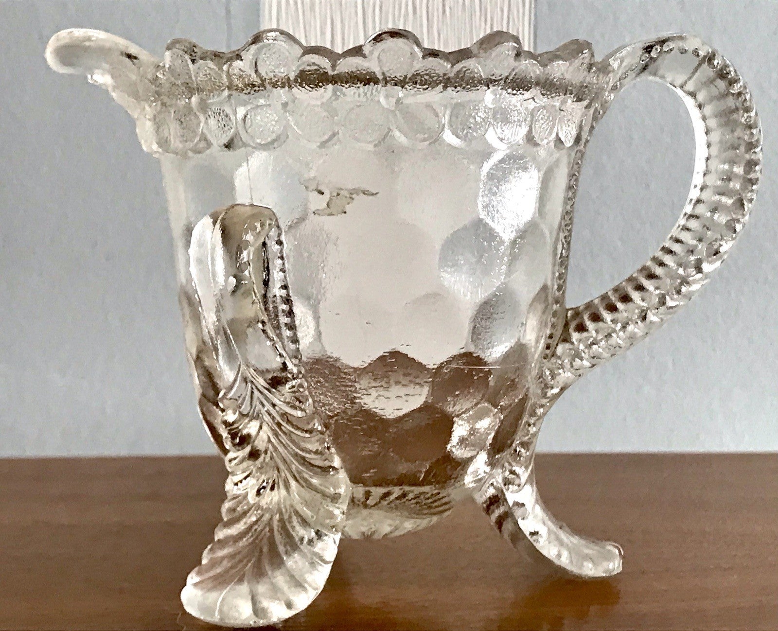 Antik Pressglas Sahnegießer Milchkännchen Kännchen Glas selten ungewöhnlich WOW