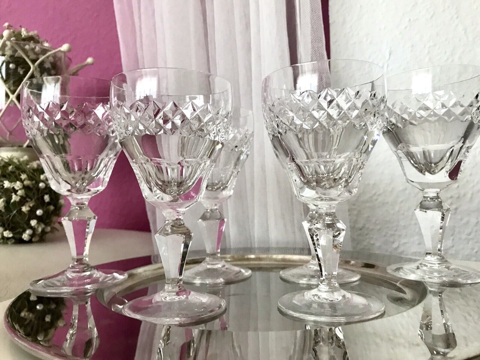 Vintage SEHR EDEL 6x Weingläser Gläser Kristallglas So schön!