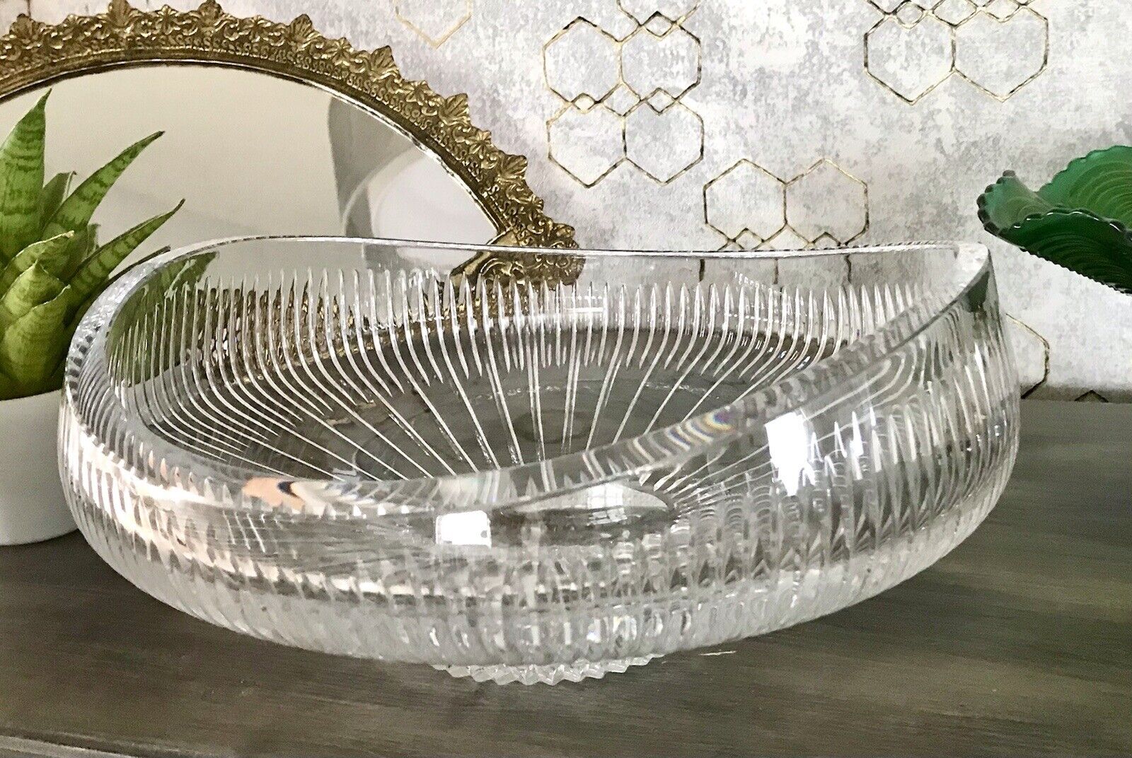 Vintage EDEL Bleikristall Schale Glasschale Kristallglas Glas Groß Schliff