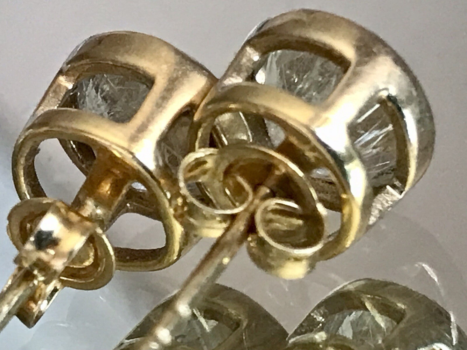 Ohrringe Ohrstecker DAMEN Silber vergoldet gold Bergkristall? Einschlüsse