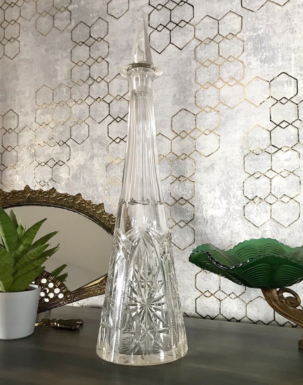 Antik Saint Louis? Glaskaraffe Karaffe Kristallglas wundervoll Bleikristall Edel