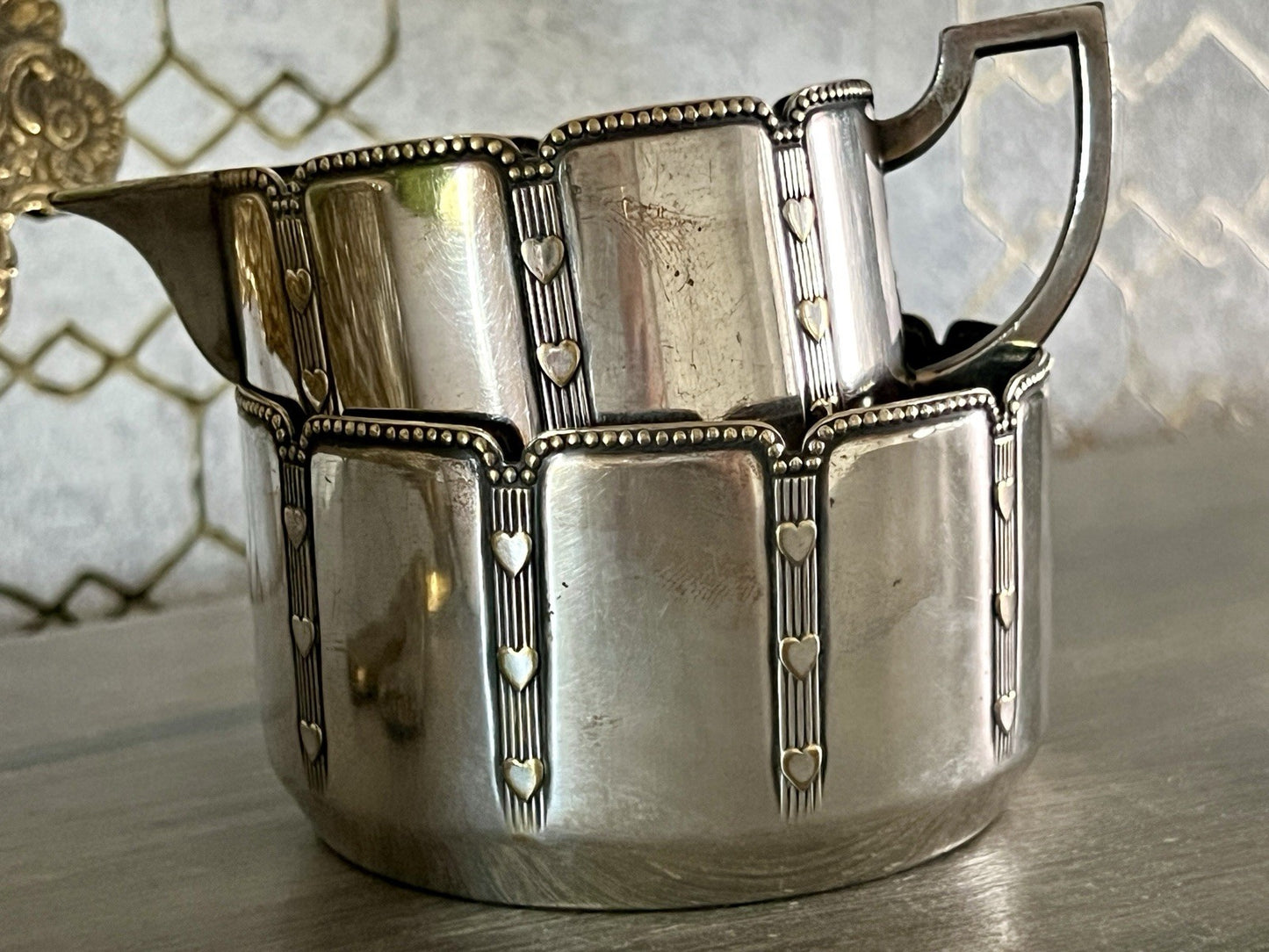 Antik WMF Jugendstil Kaffee Kernstück: Zuckerdose Rahmgießer