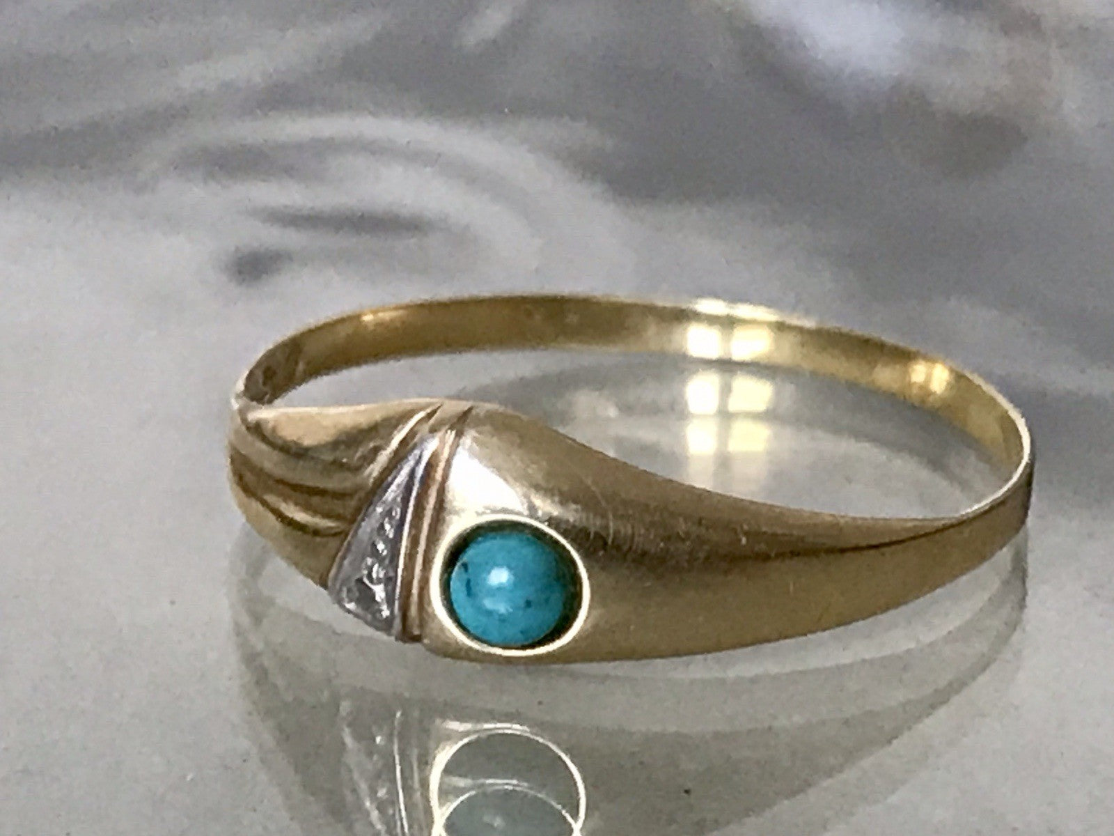 Vintage 1980er Ring blauer Stein Türkis? 925 Silber vergoldet Gr.67