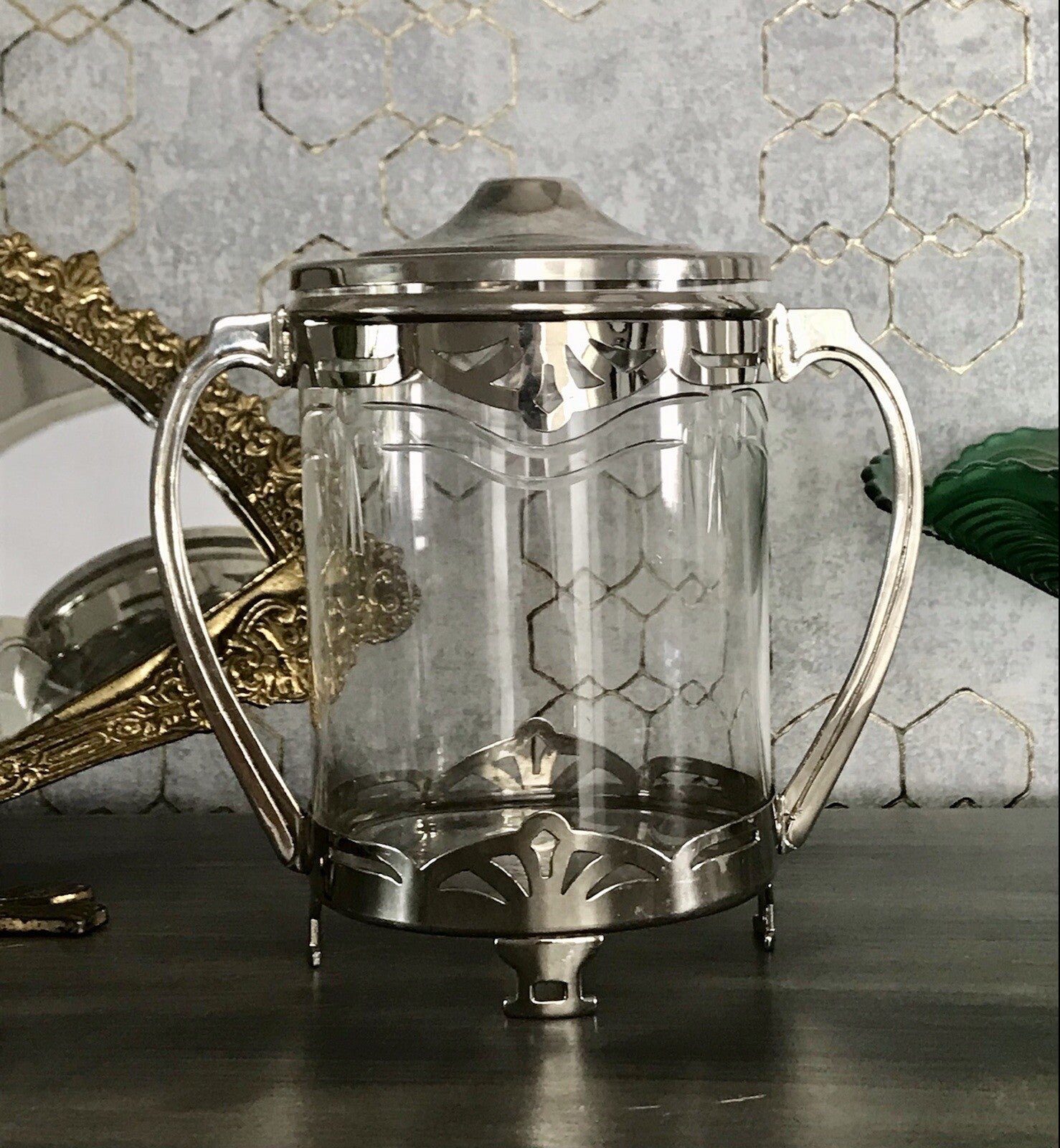 Antik Jugendstil Art Déco Dose versilbert? Argentor? Bonboniere  Konfektdose