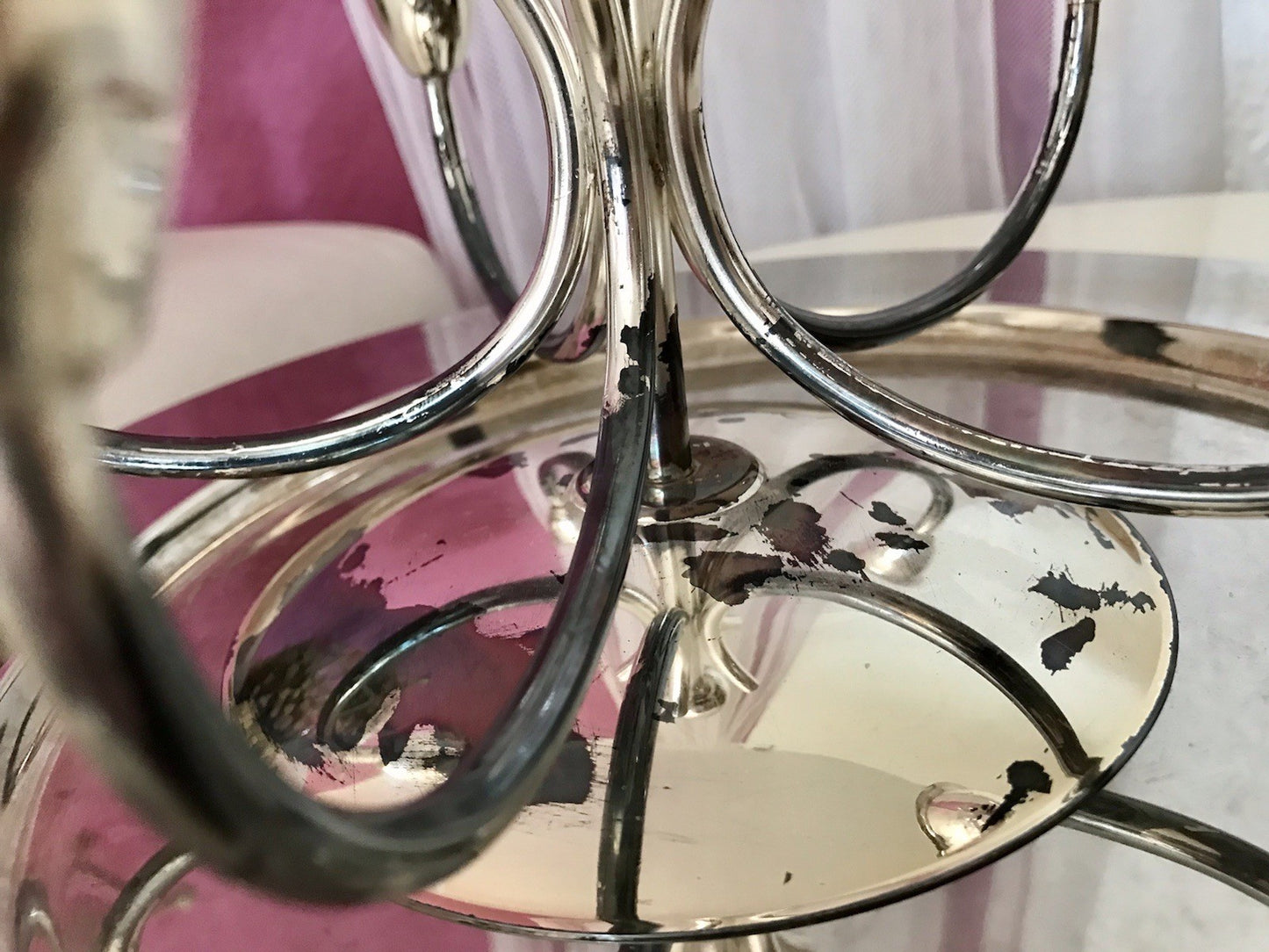 Alt Vintage 60er MCM Kerzenleuchter Kerzenständer Leuchter versilbert
