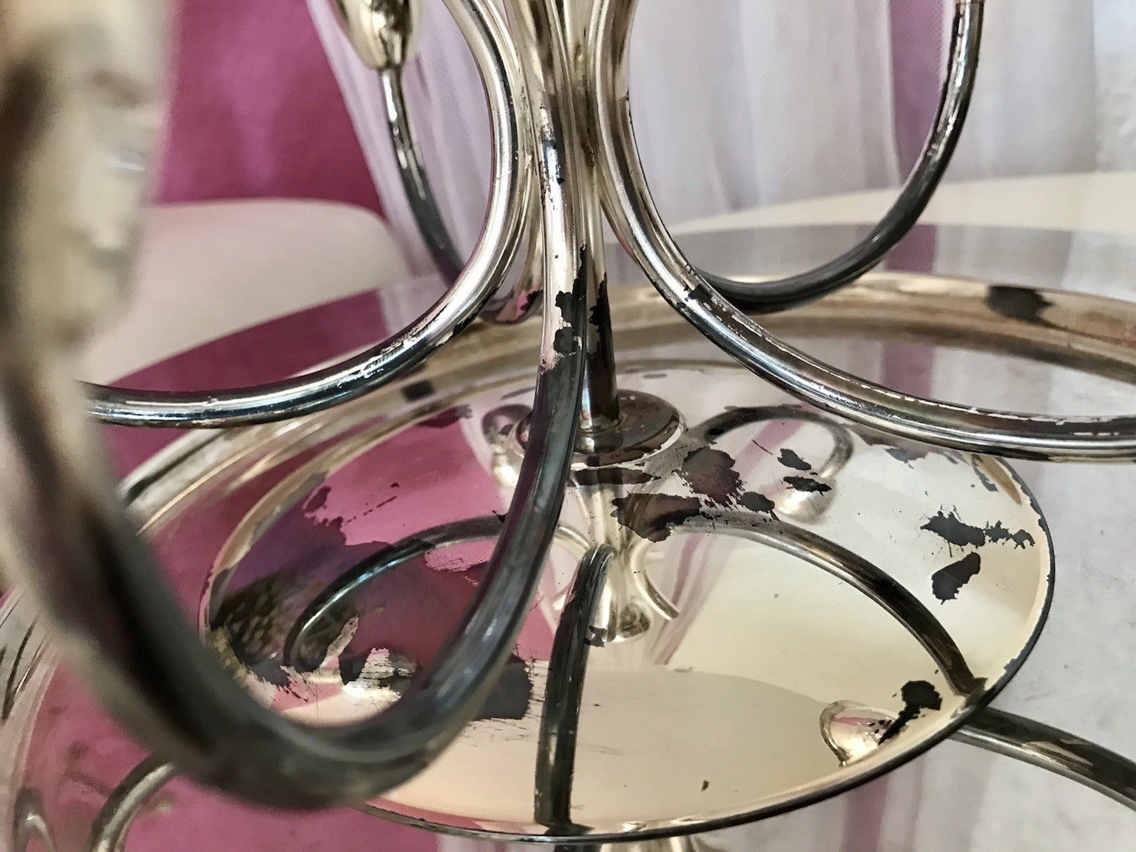 Alt Vintage 60er MCM Kerzenleuchter Kerzenständer Leuchter versilbert