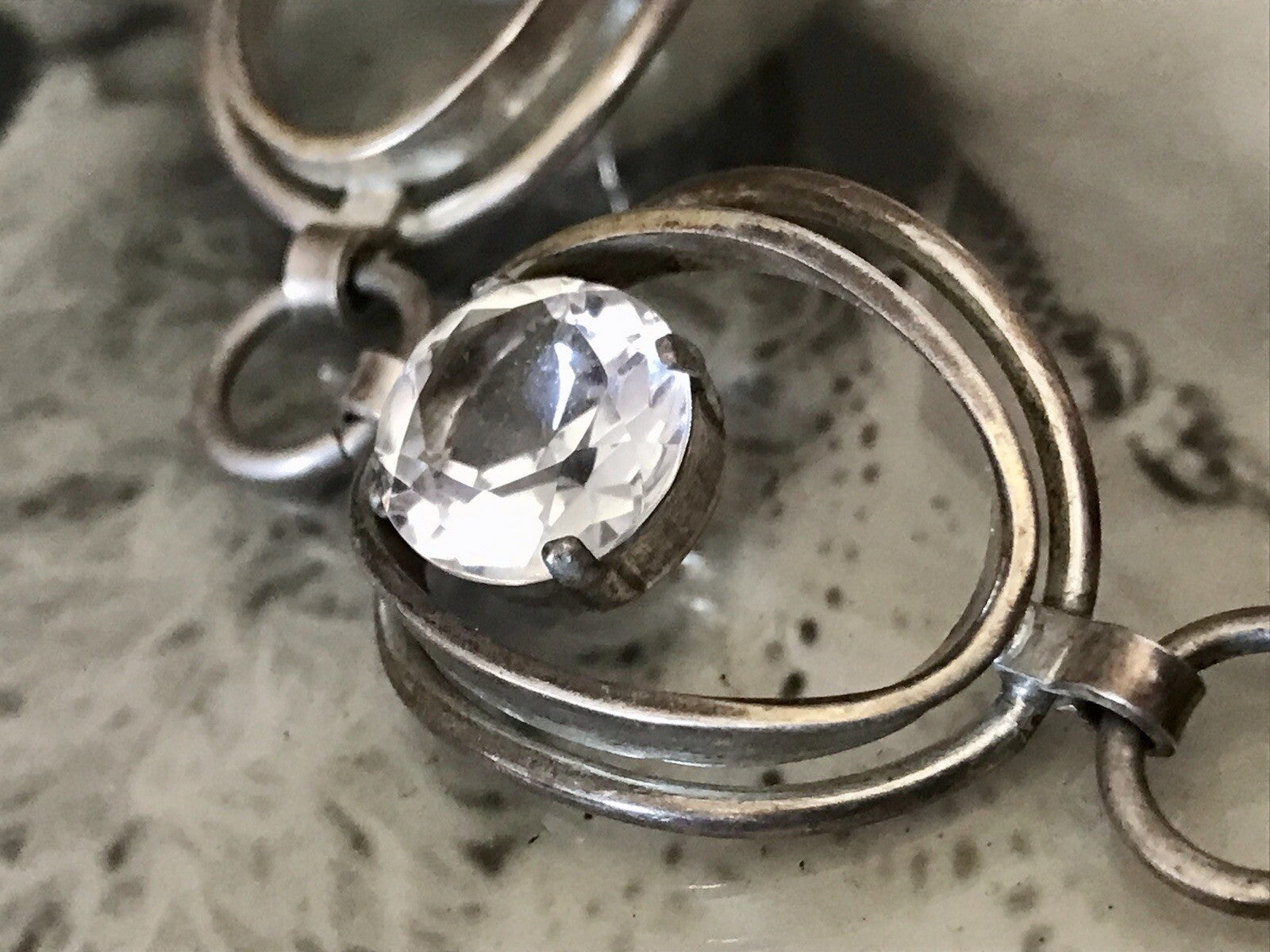 Alt Vintage 60er Armband 835 Silber  farblose Steine wunderschön!