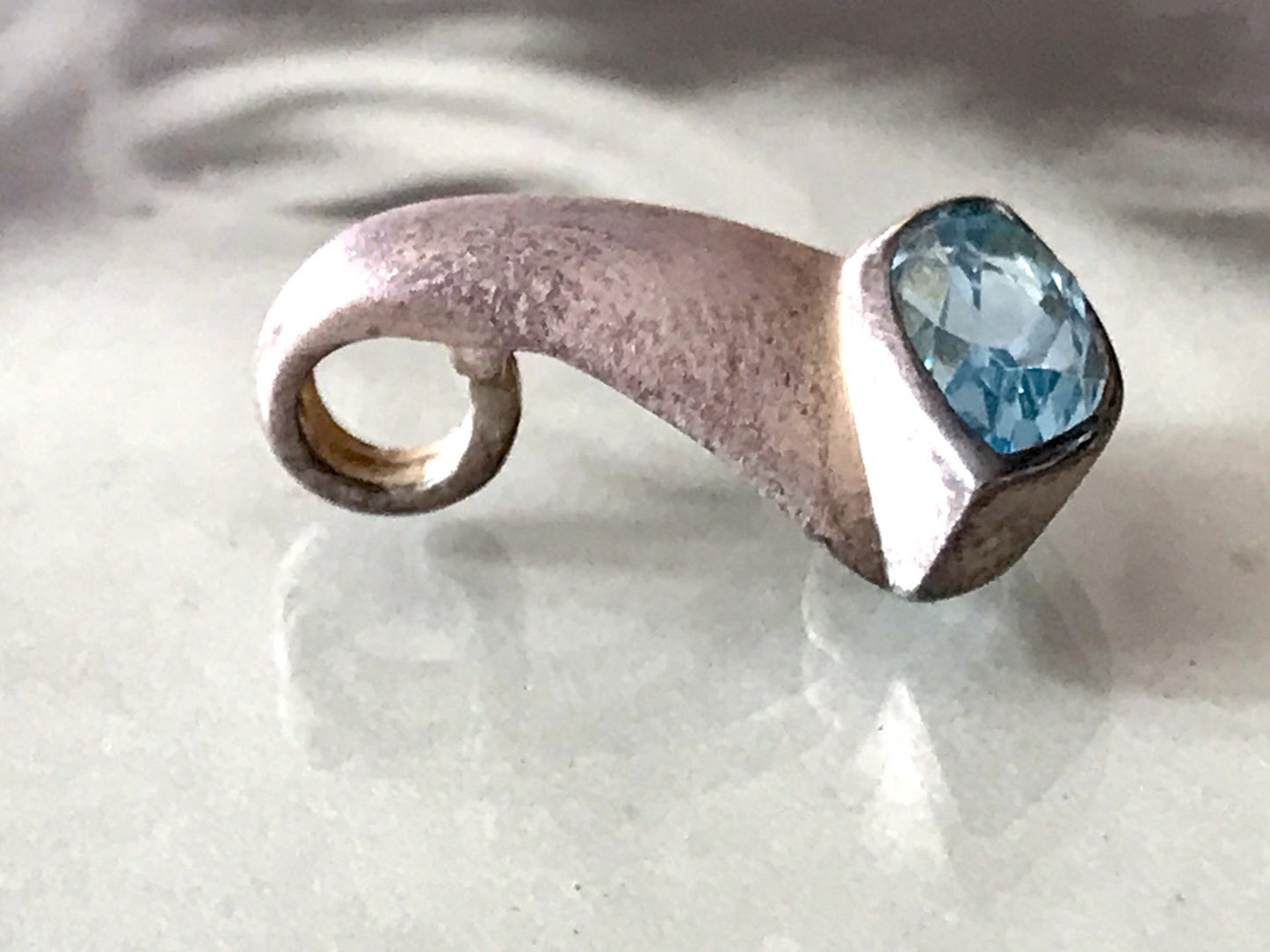 Vintage Kettenanhänger Anhänger Silber blauer Stein Designer