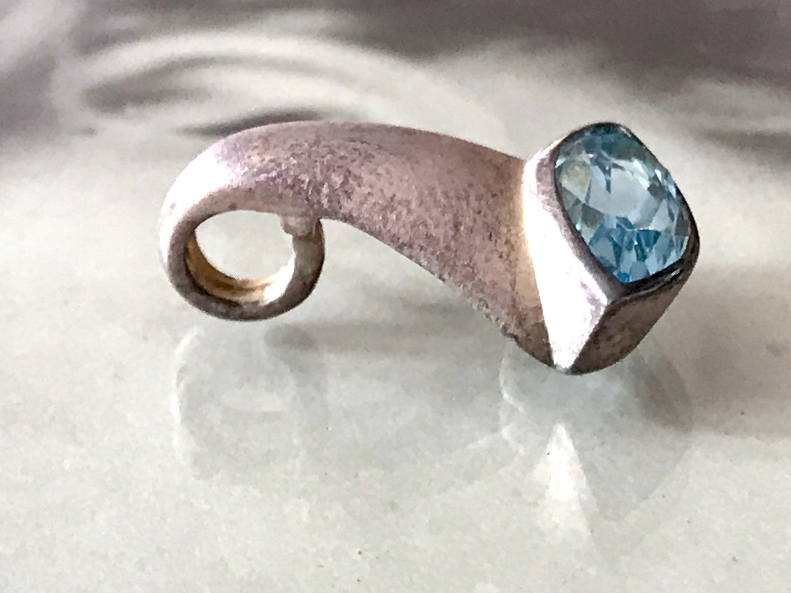 Vintage Kettenanhänger Anhänger Silber blauer Stein Designer