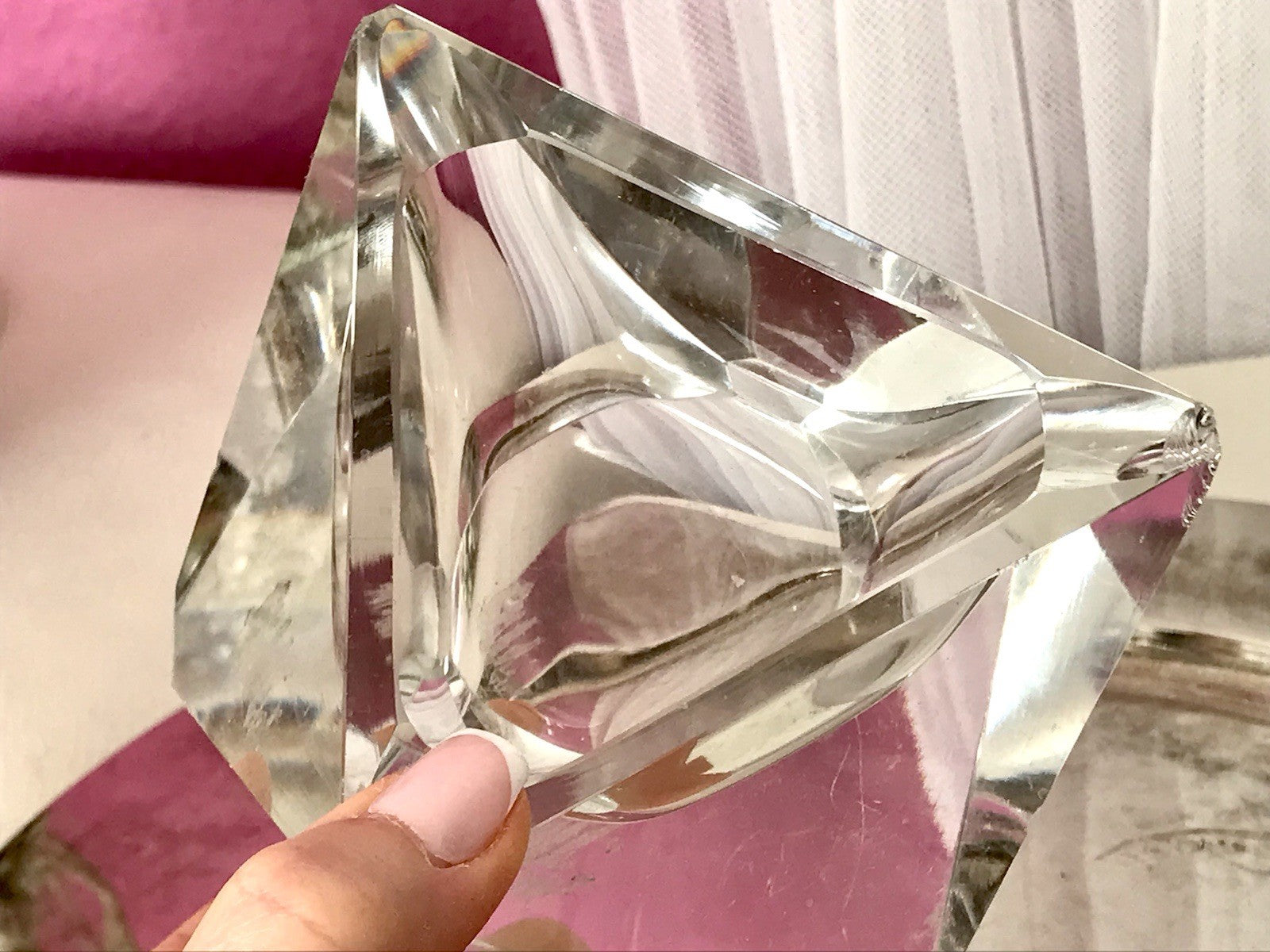 Art Déco Aschenbecher Designer  Ascher farblos Kristallglas EDEL Franz Burkert?