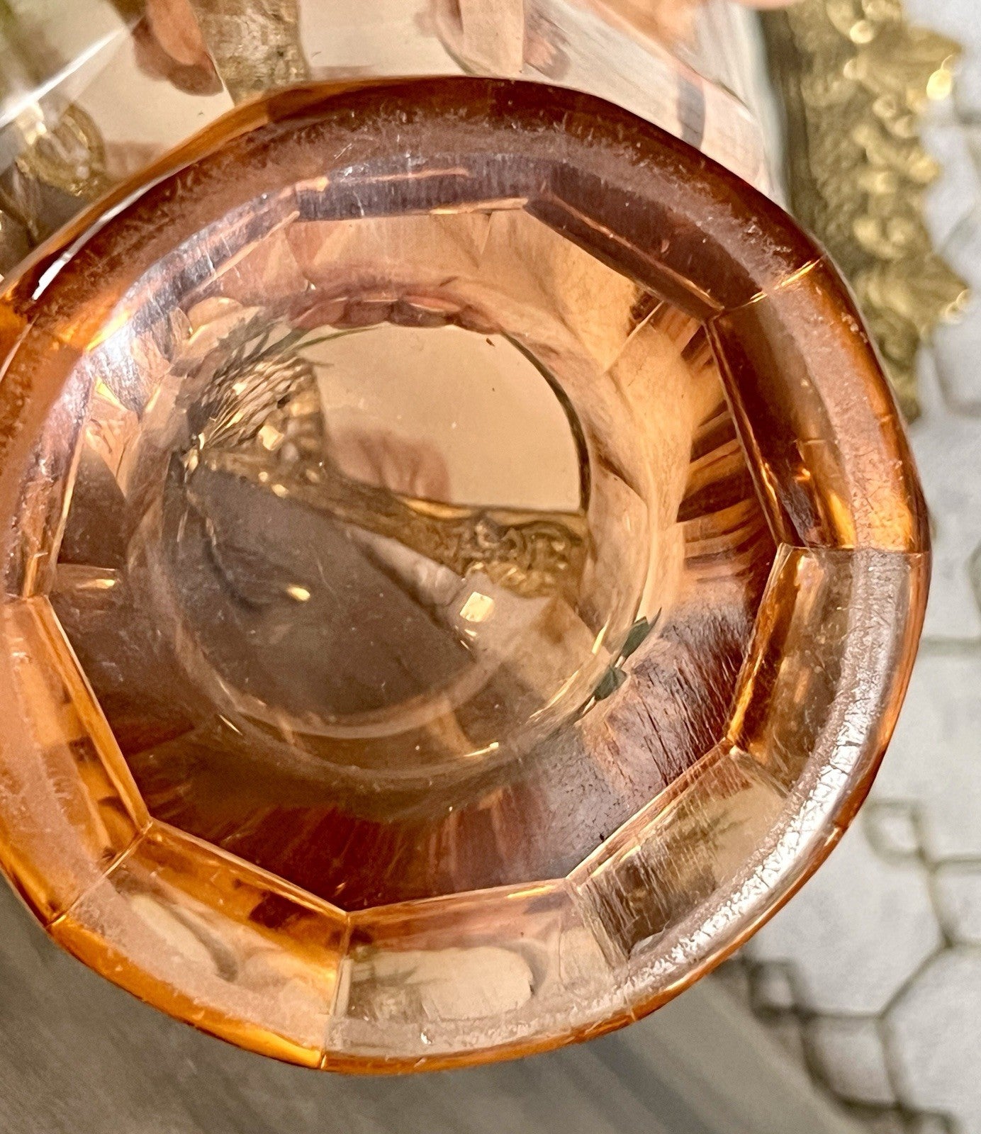 Antik Art Déco Vase Glasvase geschliffen rosa Rosalin Glas