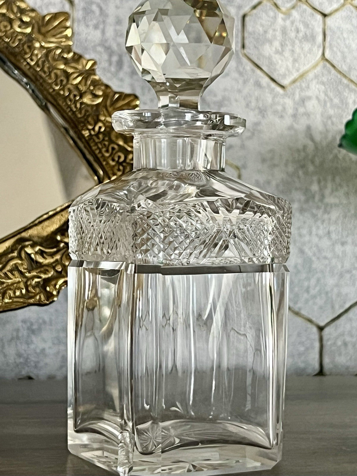Antik Baccarat 1x Flakon Parfüm kleine Glaskaraffe Schnitt Bleikristall