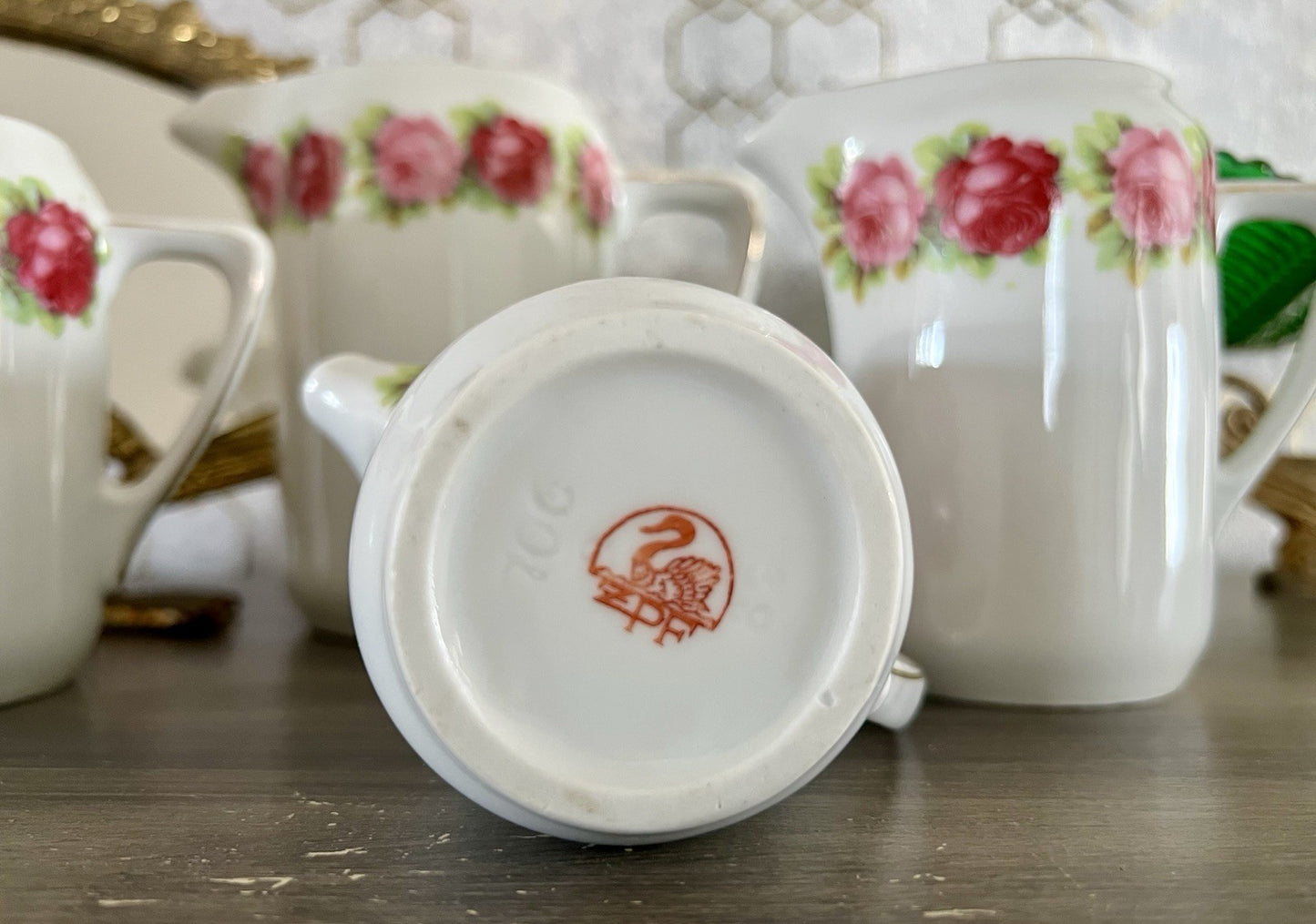 Antik 4x Jugendstil Art Dèco Porzellan Kanne Krug Rosen Hermann Unger Zwickau