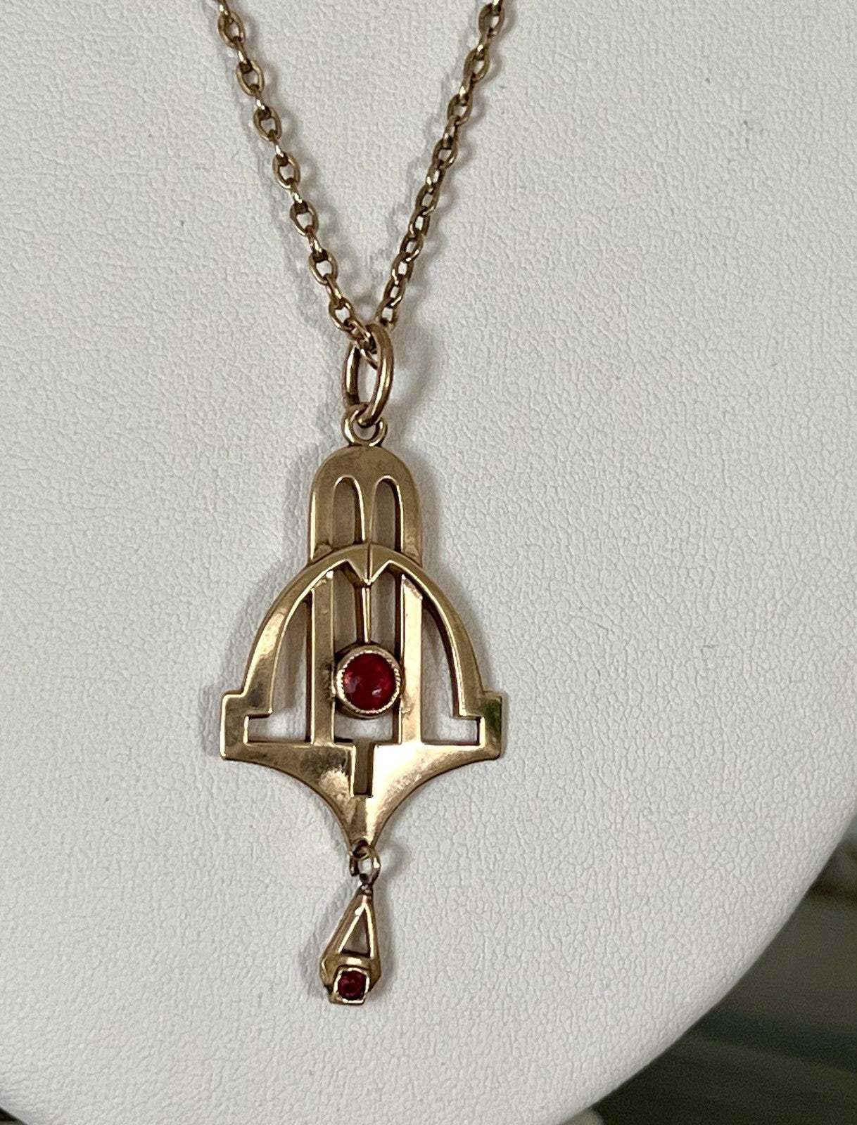 Antik Edel reines Jugendstil Halskette & Anhänger vergoldet Tombak? Amerik.?