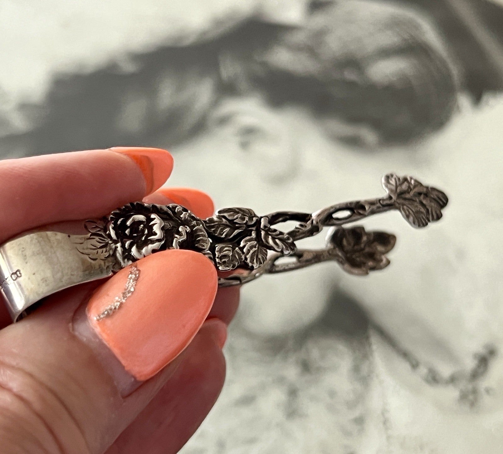 Antik? alt elegant 800 Silber Zuckerzange Hildesheimer Rose Rosenranke-Greifer