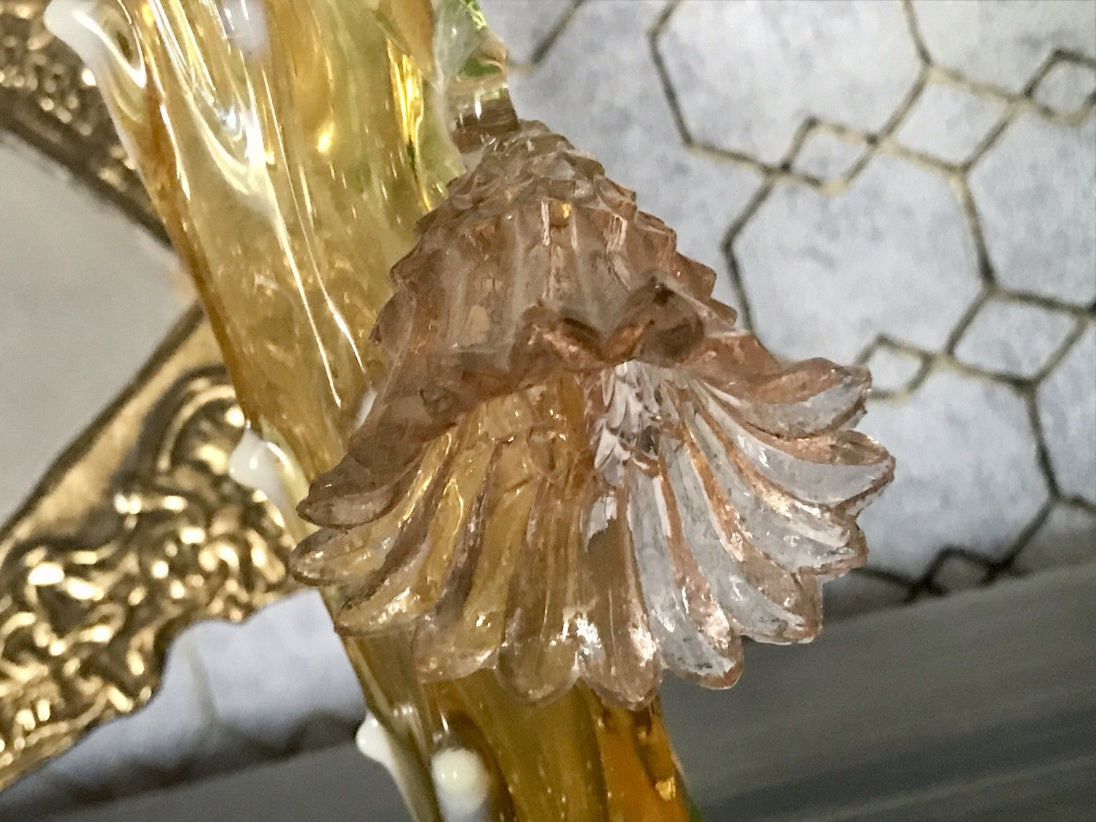 Antik Vase Glasvase Jugendstil Aufschmelzungen Krallik? Lötz? teils Uranglas