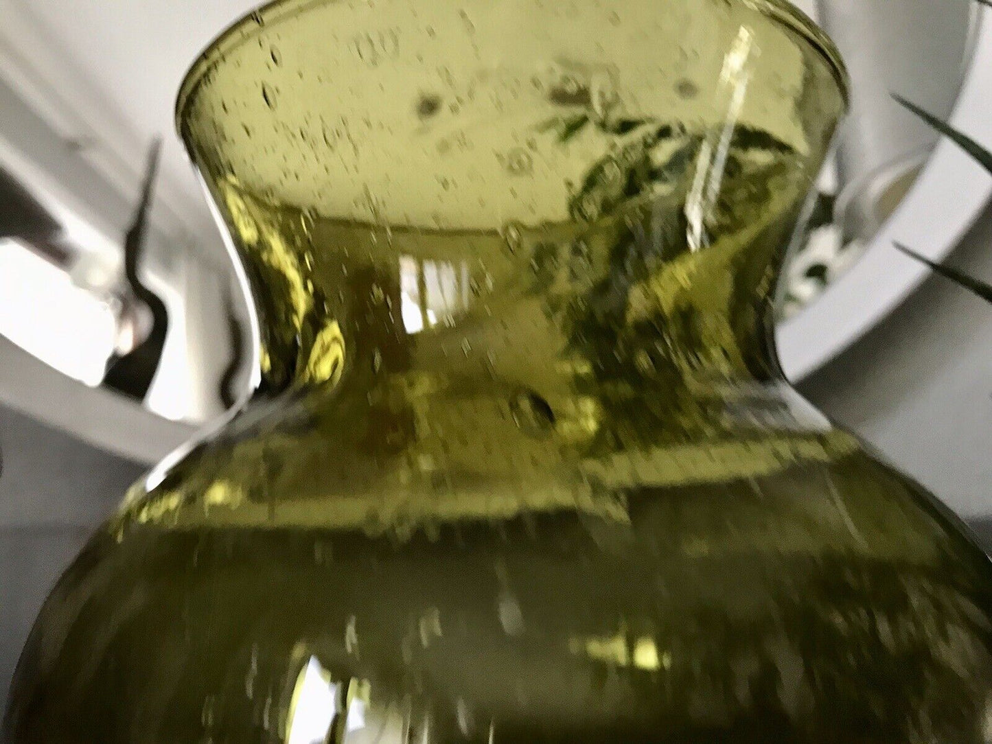 Vintage 60er Design Glasvase Glas oliv Grün Vase  Mid Century Bubble