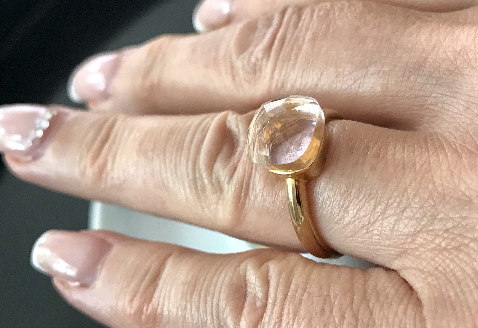 Vintage alt Damen Ring rosa Stein Silber 925 Gr.54 Rubbelit? vergoldet