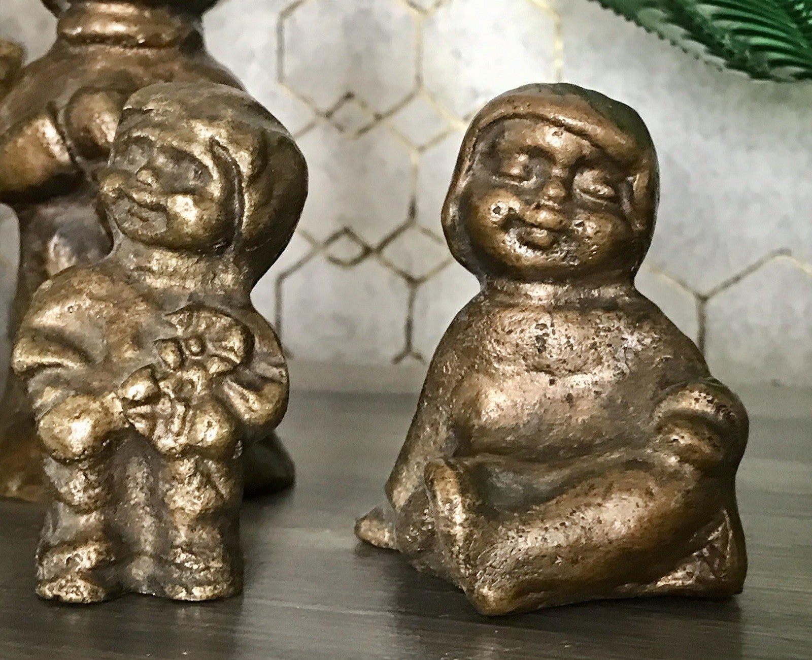 6x Vintage Bronze Figur Kinder Skulpturen Limpke u.a. Mädchen mit Puppe SCHÖN!