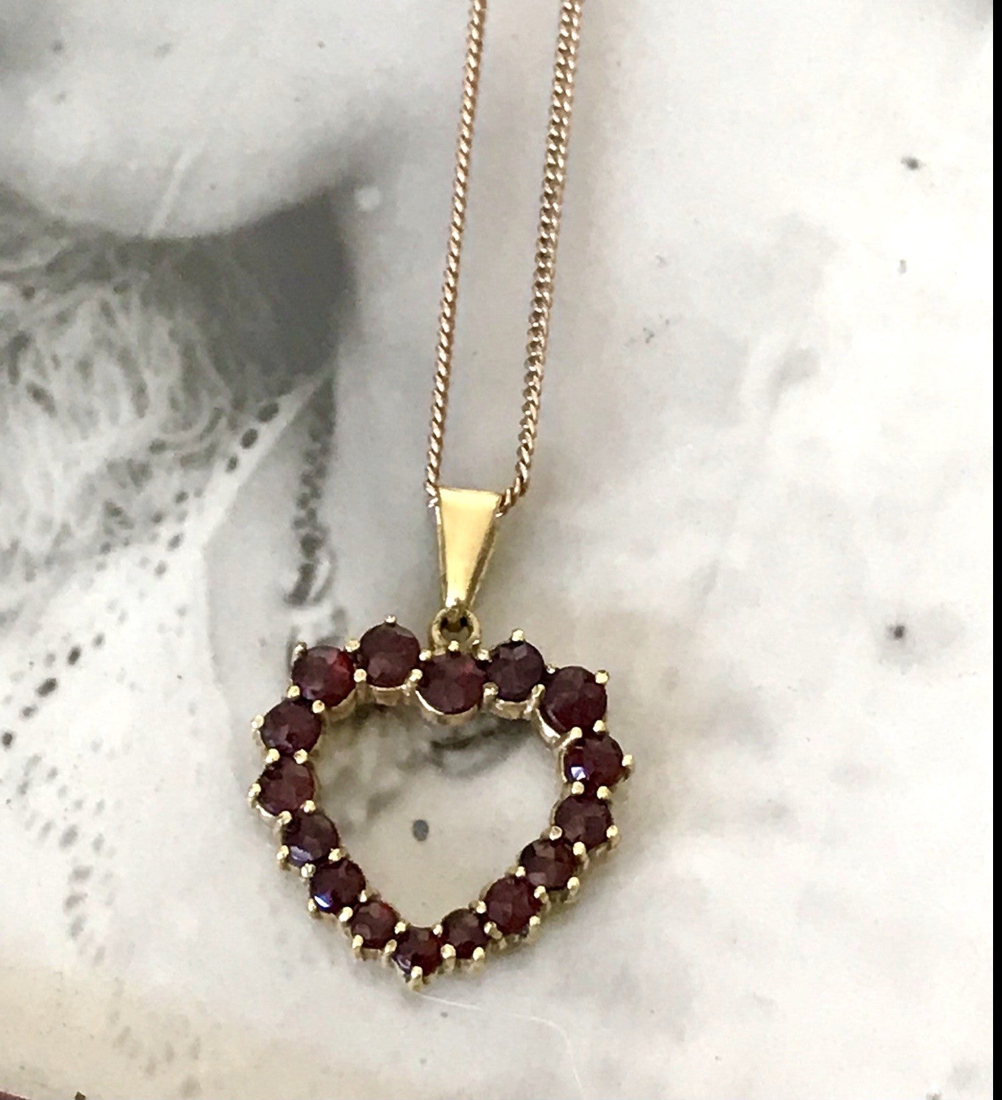 Antik Herz Anhänger 250er Gold Normgold Granate Granatschmuck Kettenanhänger