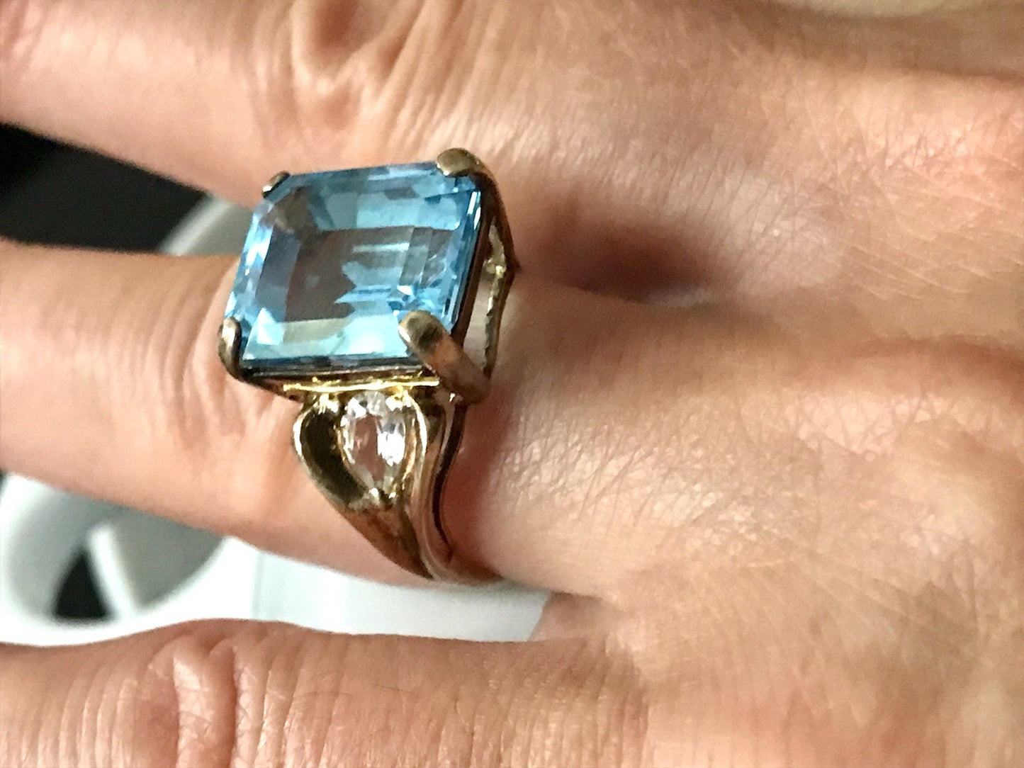 Vintage alt Damen Ring blauer Stein Silber vergoldet 925 Gr.56 17,8 wunderschön!