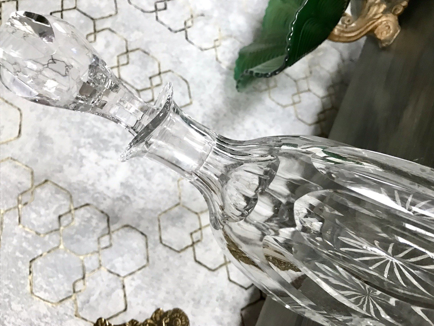 Antik ? Art Déco Kristallglas Bleikristall Design Karaffe EDEL ovoid