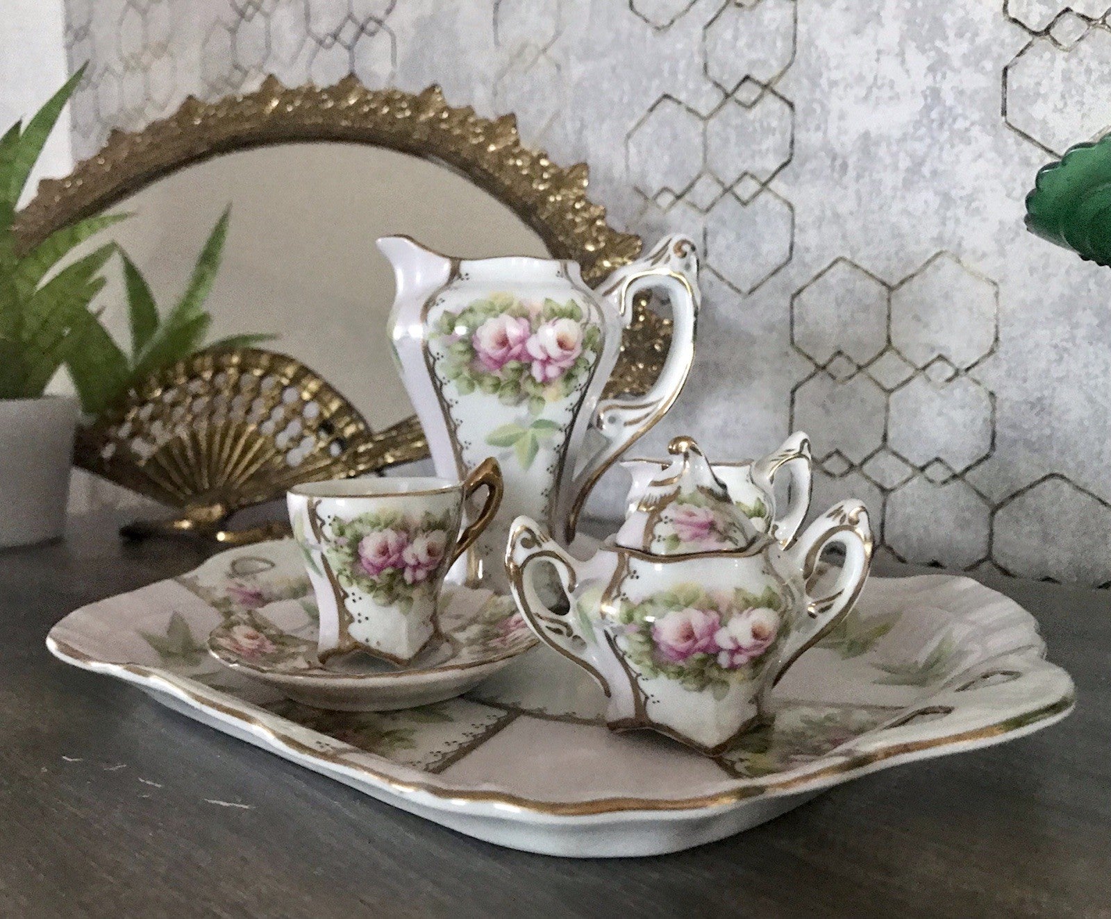 Replik Puppenservice Porzellan Kaffeeservice Geschirr Miniatur MO Othengrafen