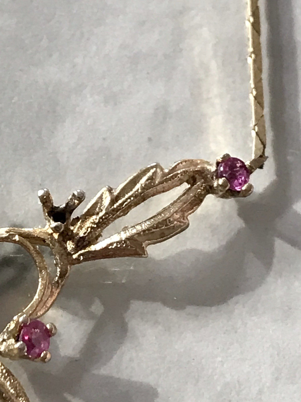 Antik Edel Jugendstil 925 Silber vergoldet Collier Halskette Rubine ?