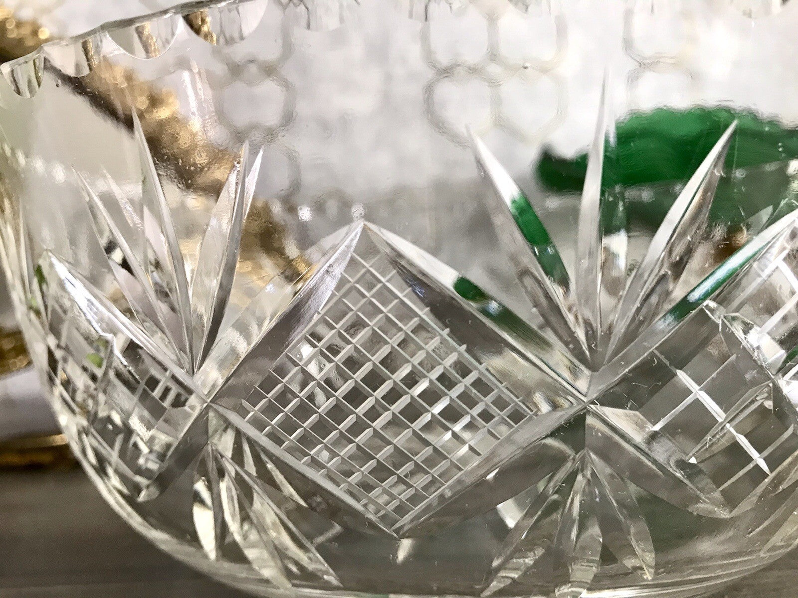 Antik Bleikristall Schale Glasschale Kristallglas Glas edel Salatschale Schlif