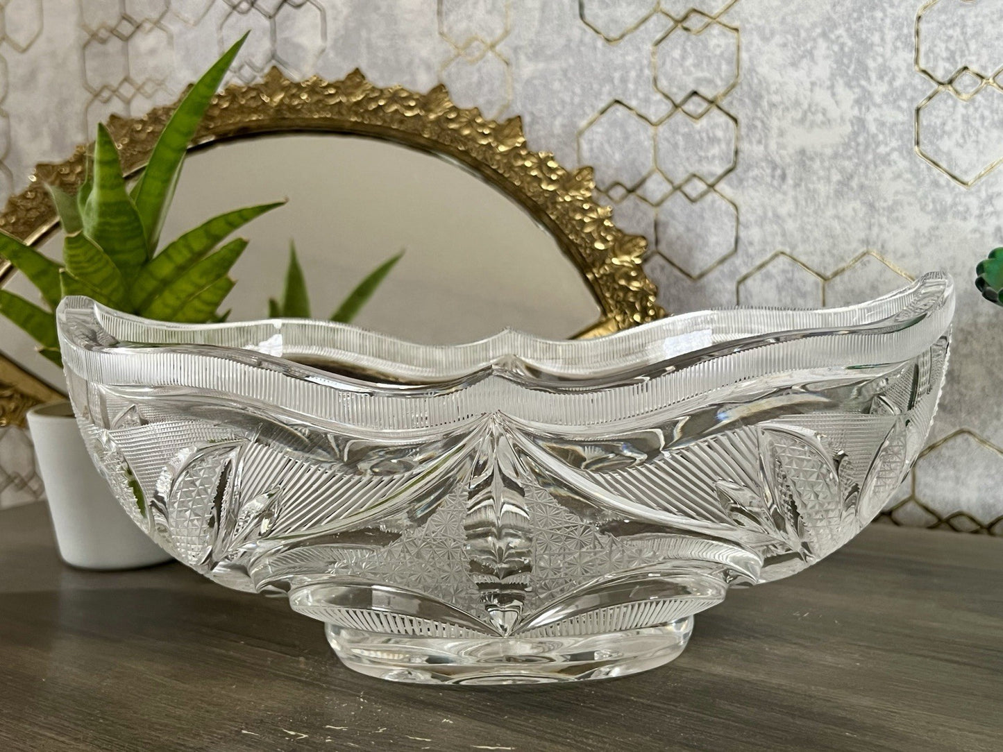 Vintage Sehr EDEL Bleikristall Schale Glasschale Jardiniere Kristallglas Glas