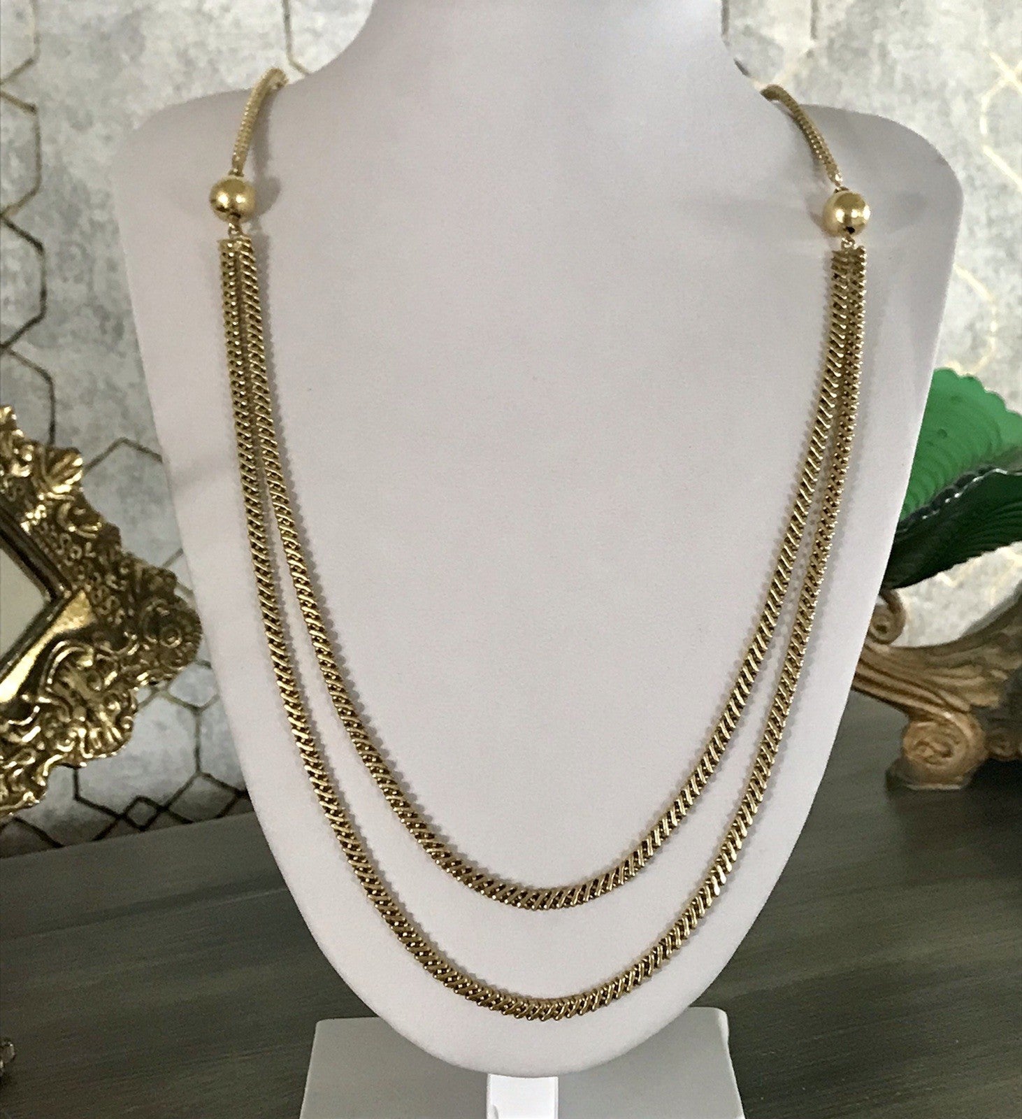 Vintage lange Halskette Amerik. Doublè gold Massiv Sehr SCHÖN Andreas Daub