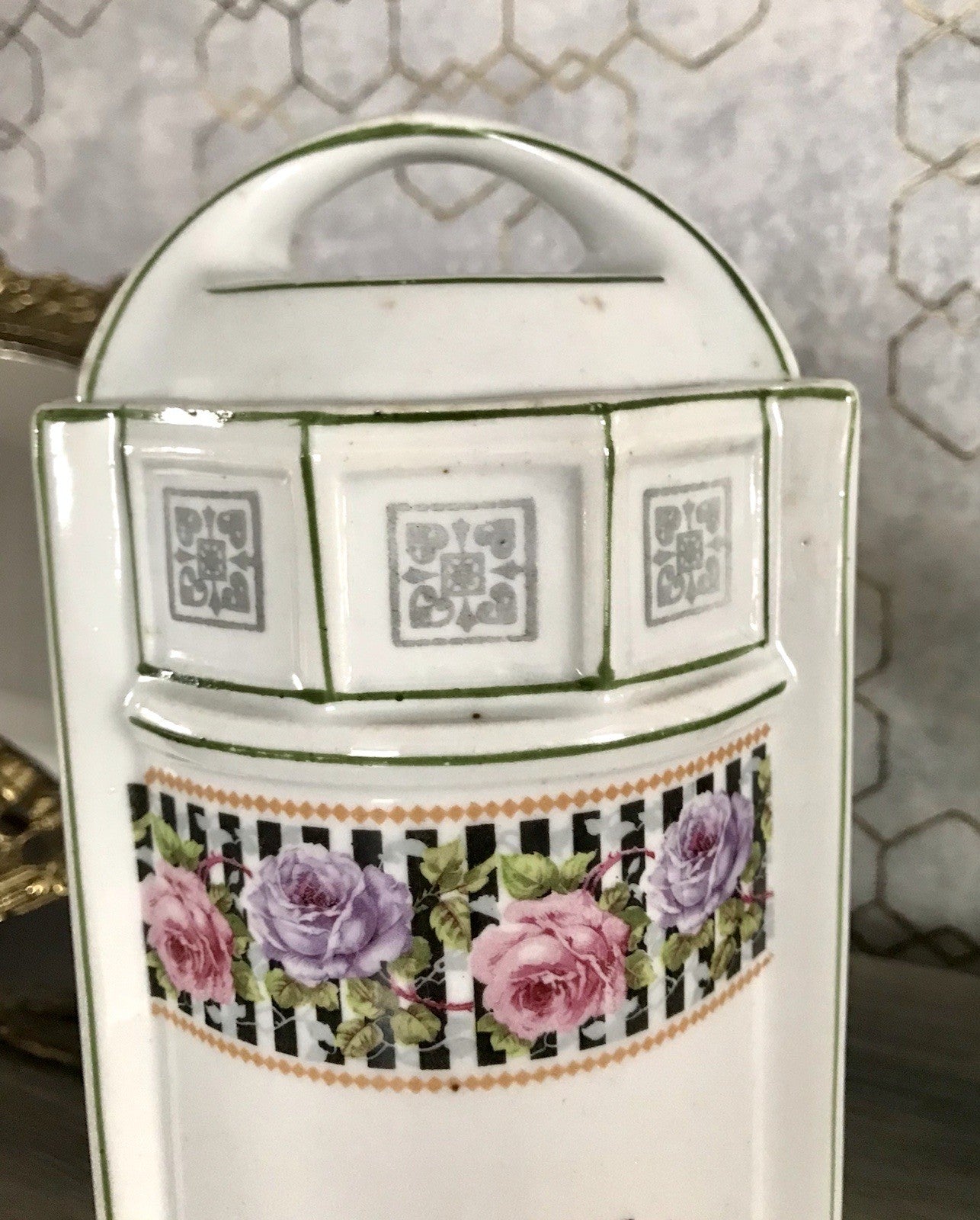 Antik Porzellan Dose Vorratsgefäß Vorratsdose Graupen Rosen Jugendstil Art Déco