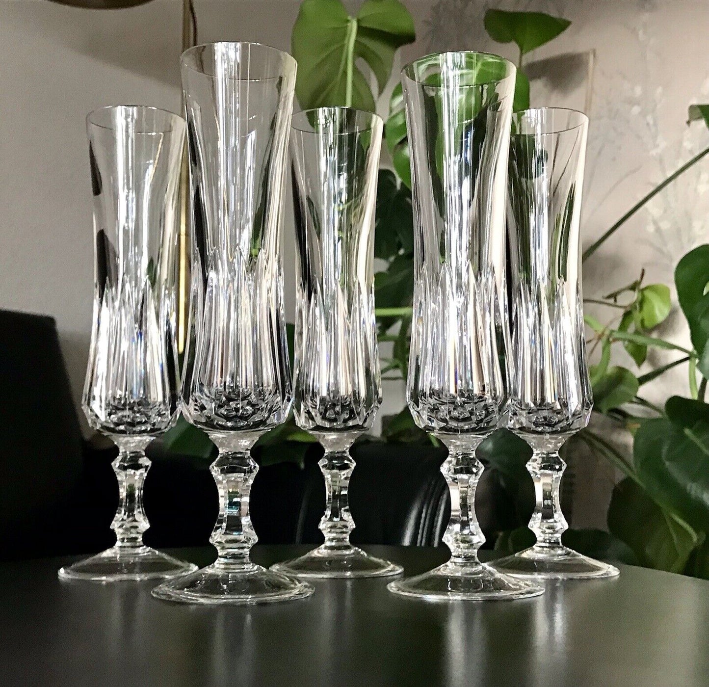 Vintage 5 EDEL Champagner Sektflöten Sektgläser Glas Kristallglas