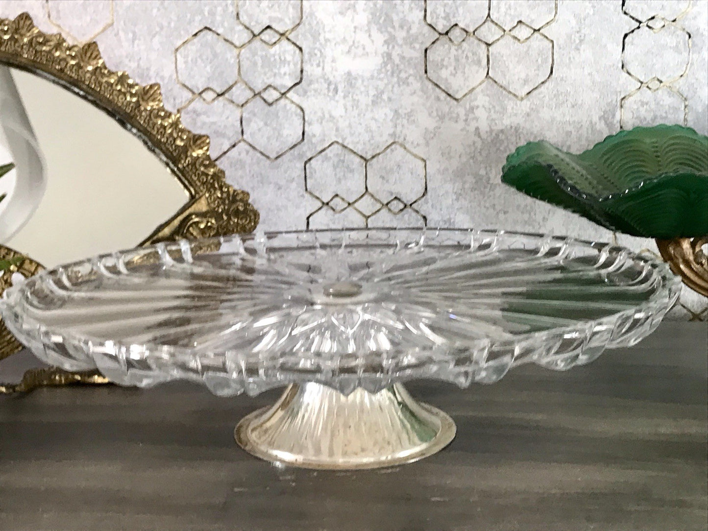 Vintage Tortenständer Tortenplatte Glas Kristallglas Bleikristall