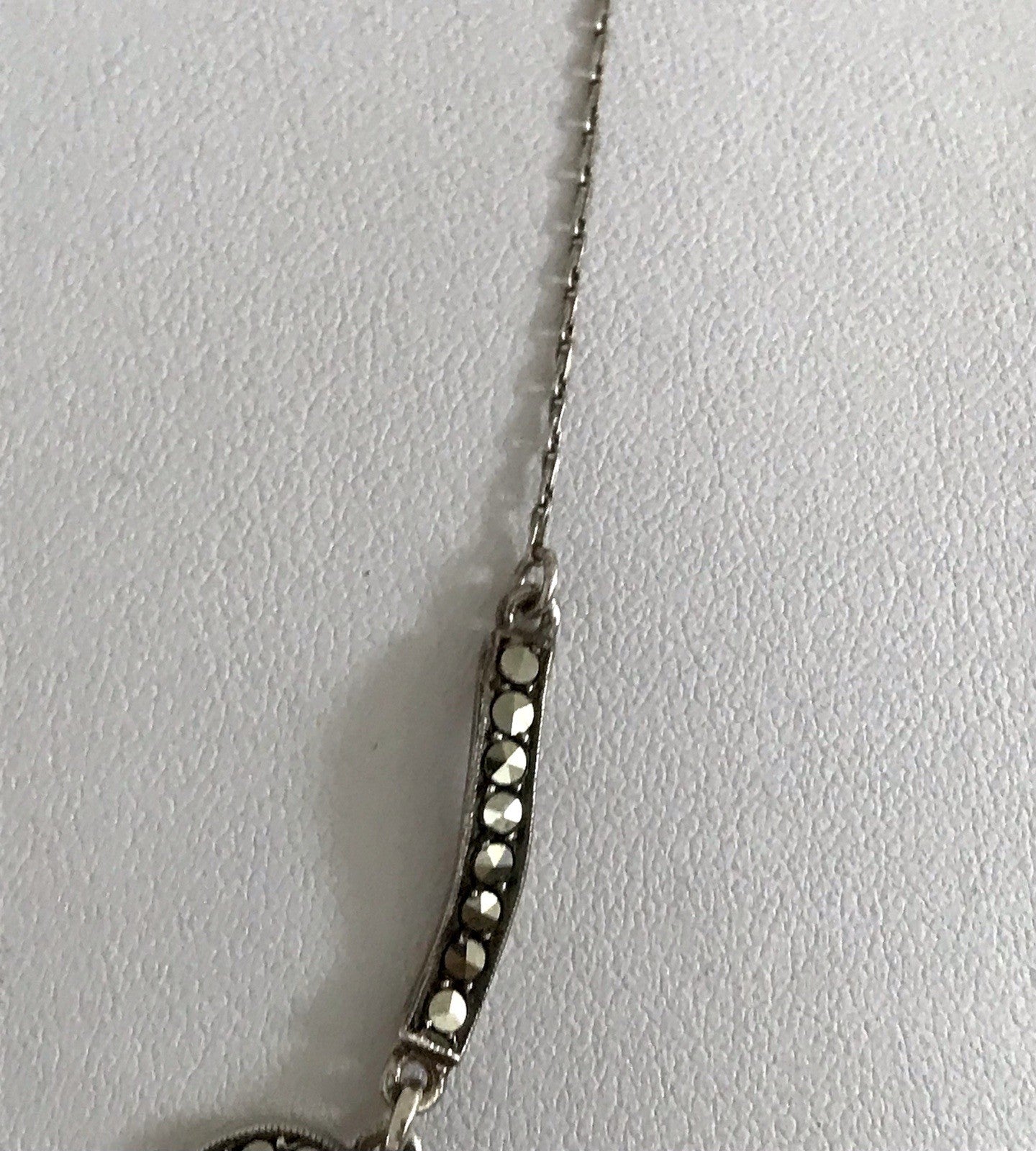Antik Edel Jugendstil 835 Silber Collier Halskette Markasite Schleife
