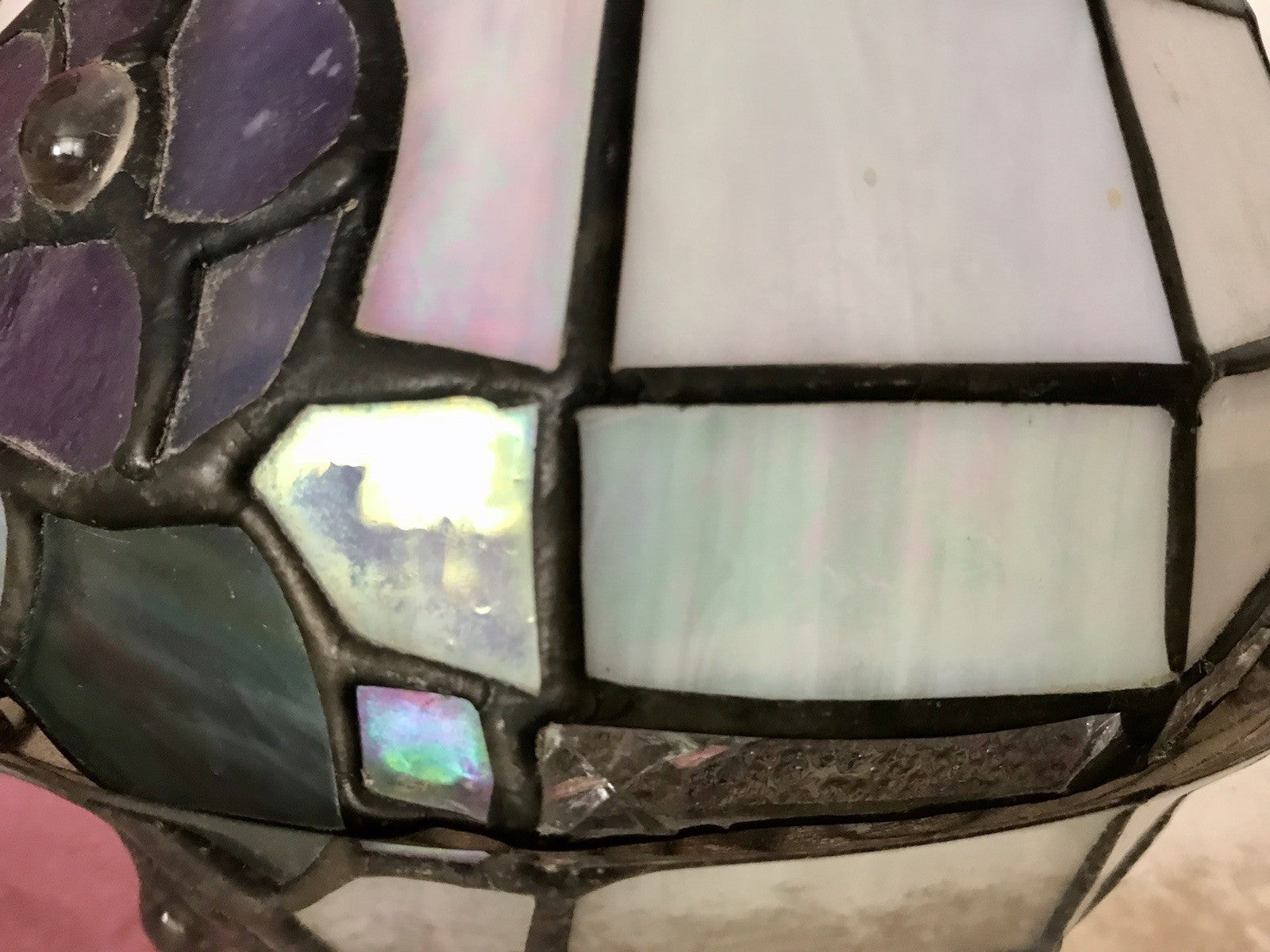 Antik? alt Glasschirm Lampenschirm Tiffany-Technik irisierendes Glas 2 Blumen