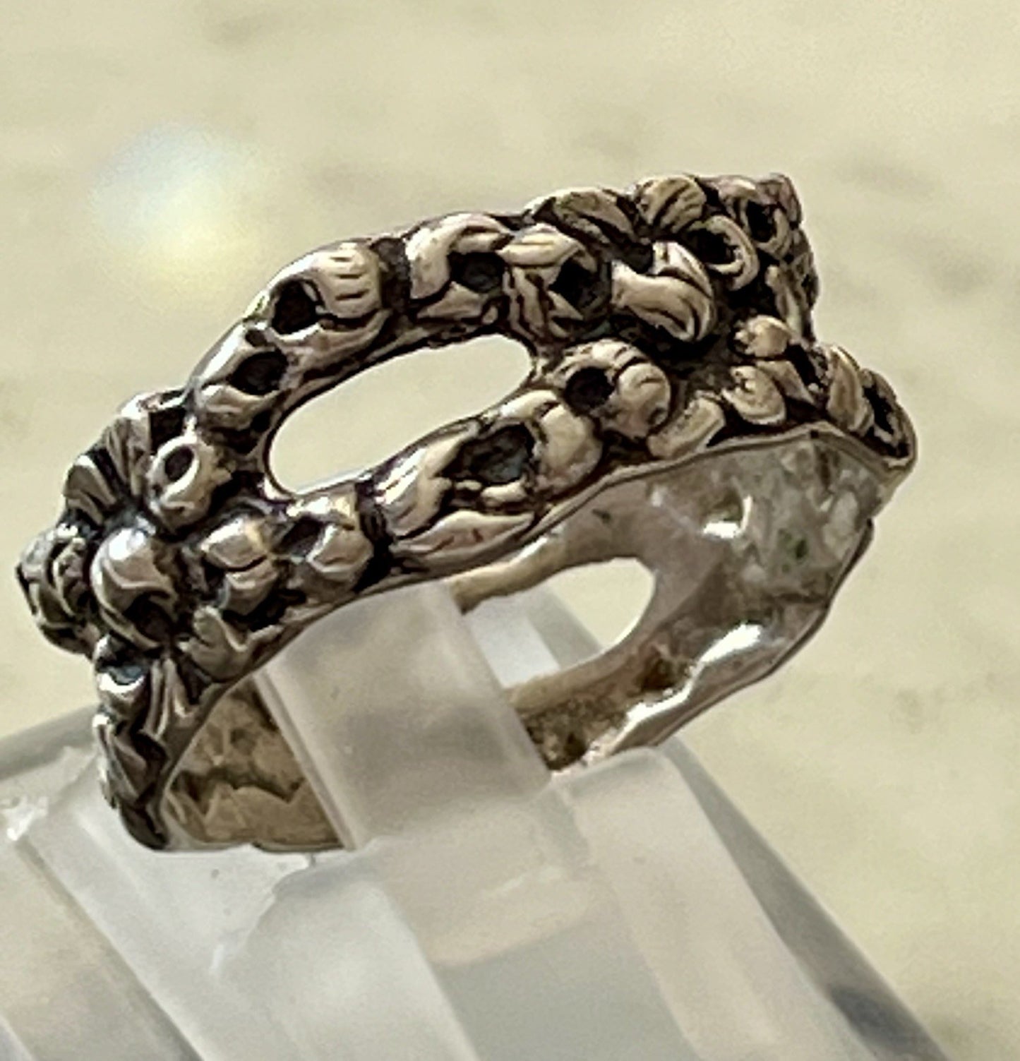 Antik Jugendstil Art Déco Bandring RING 800 Silber Gr.66 67 Durchbruchmuster