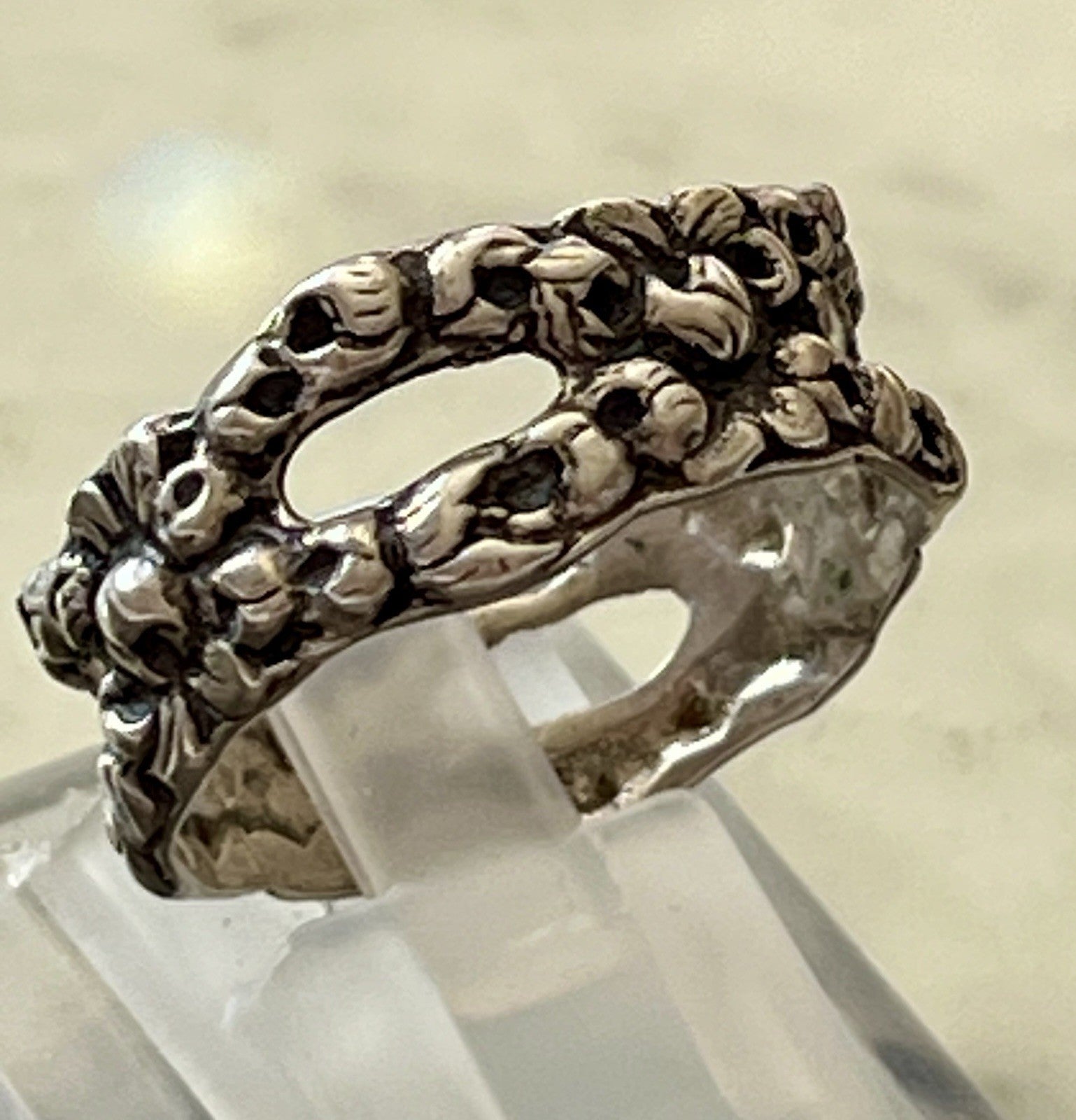 Antik Jugendstil Art Déco Bandring RING 800 Silber Gr.66 67 Durchbruchmuster