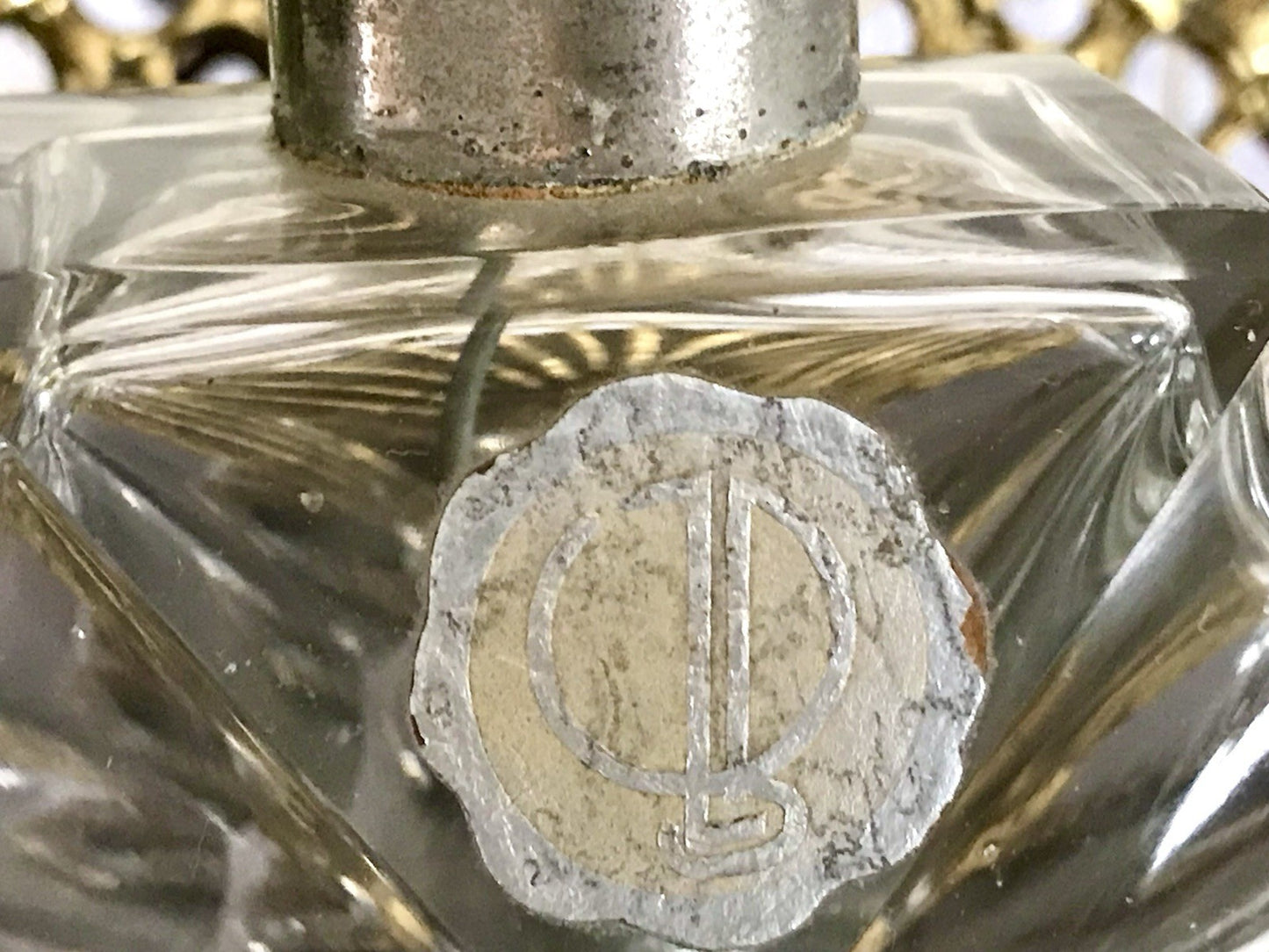 EDEL Art Déco antik 4Teile Kristallglas Frisiertisch  Garnitur Dose Flacon