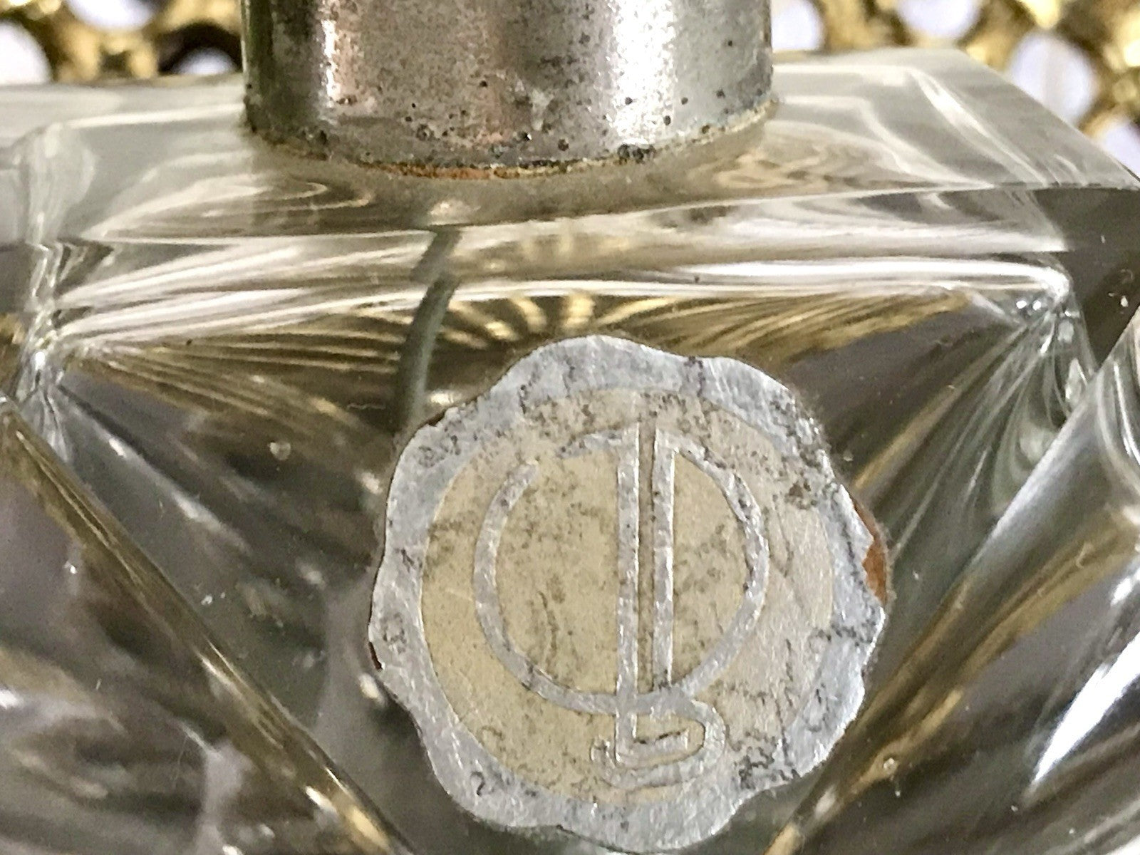 EDEL Art Déco antik 4Teile Kristallglas Frisiertisch  Garnitur Dose Flacon