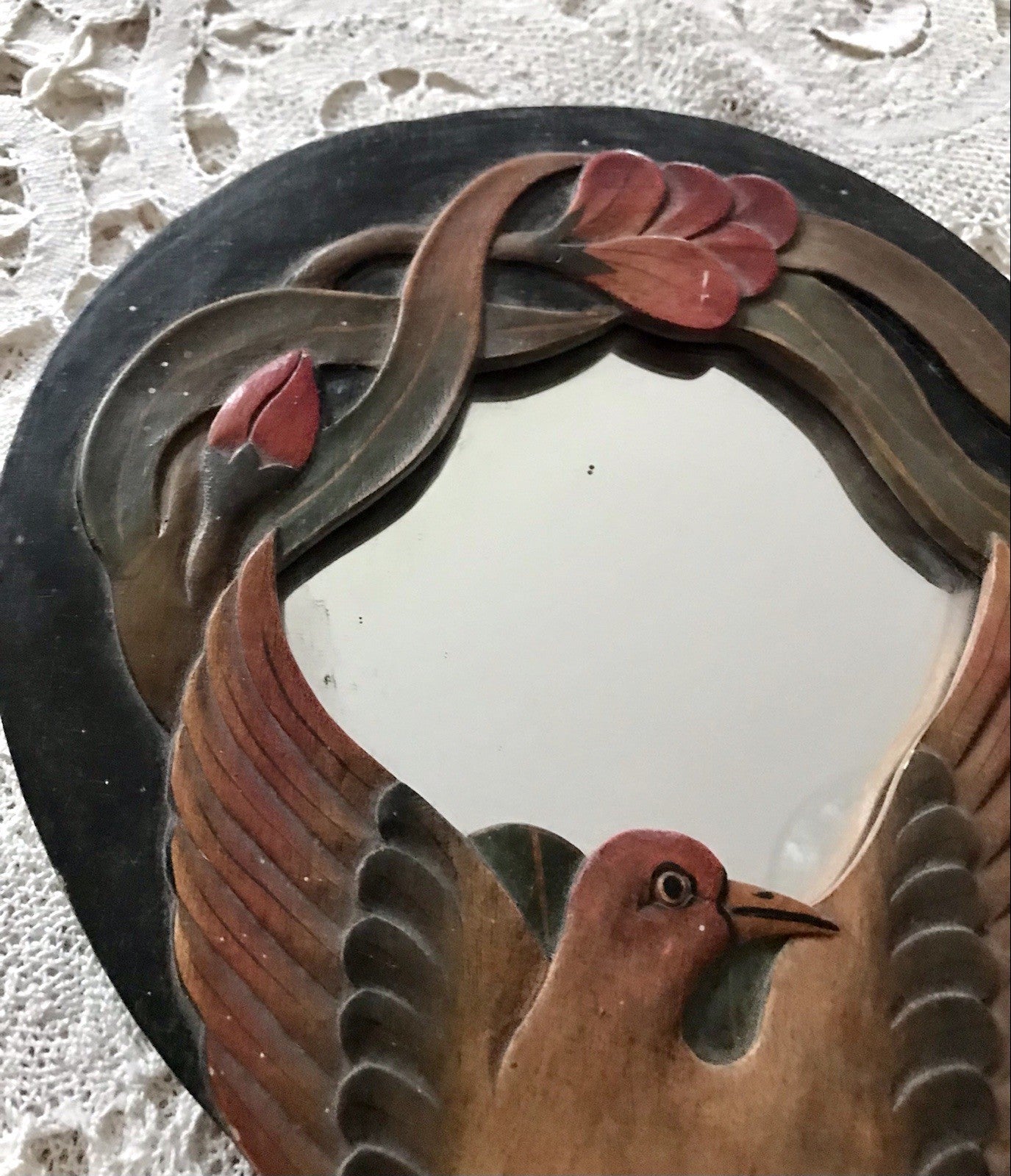 Antik? Vintage Spiegel Handspiegel Holz geschnitzt in Jugendstil gearbeitet